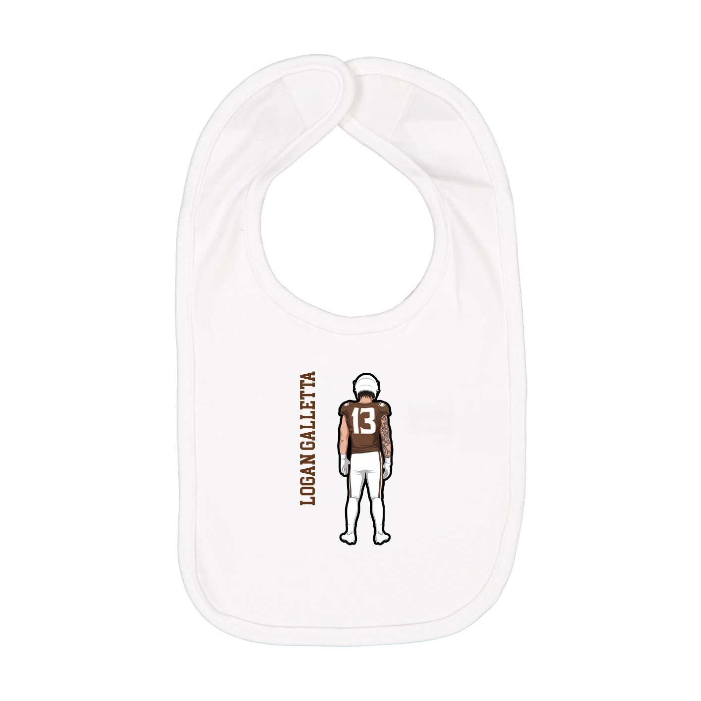 Infant Bib — Name Vertical in White