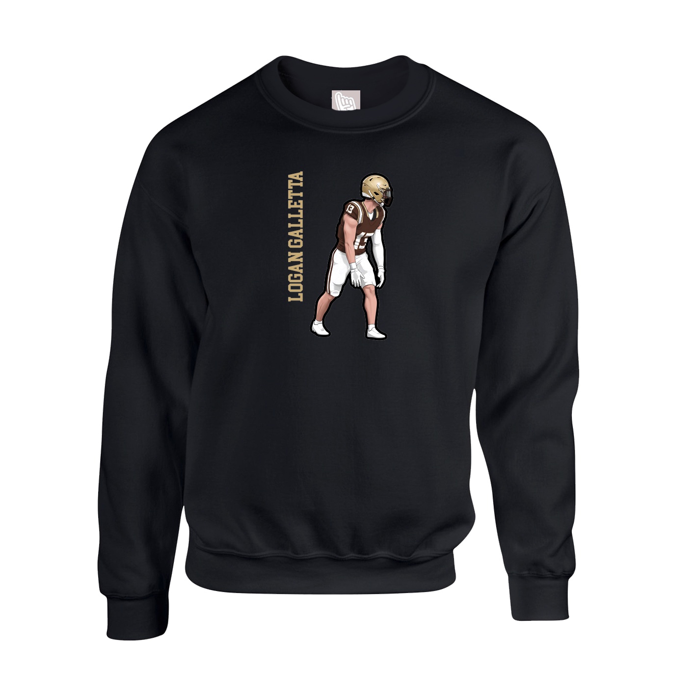 Fleece Crew — Name Vertical in Black