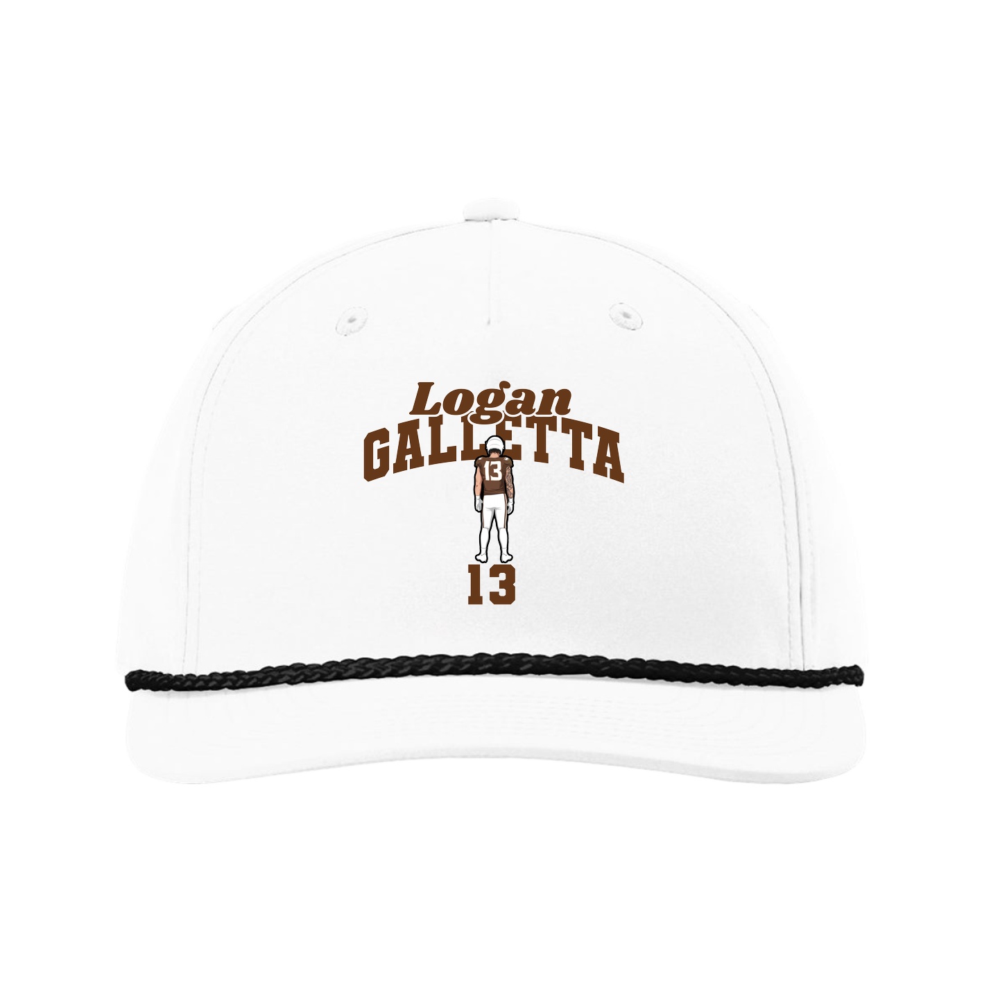 Five-Panel Classic Rope Cap — Signature Arch in White
