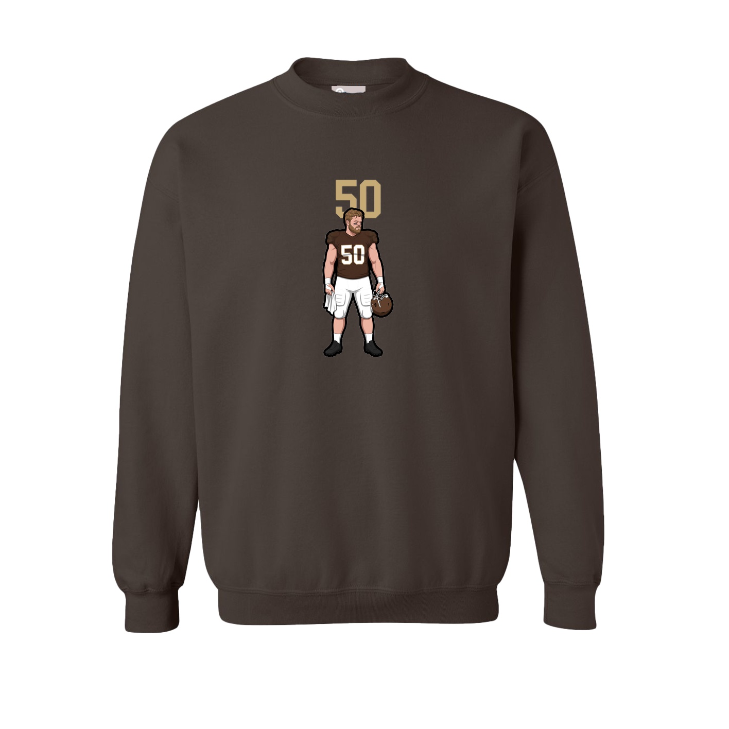 Fleece Crew — Number Top in Brown
