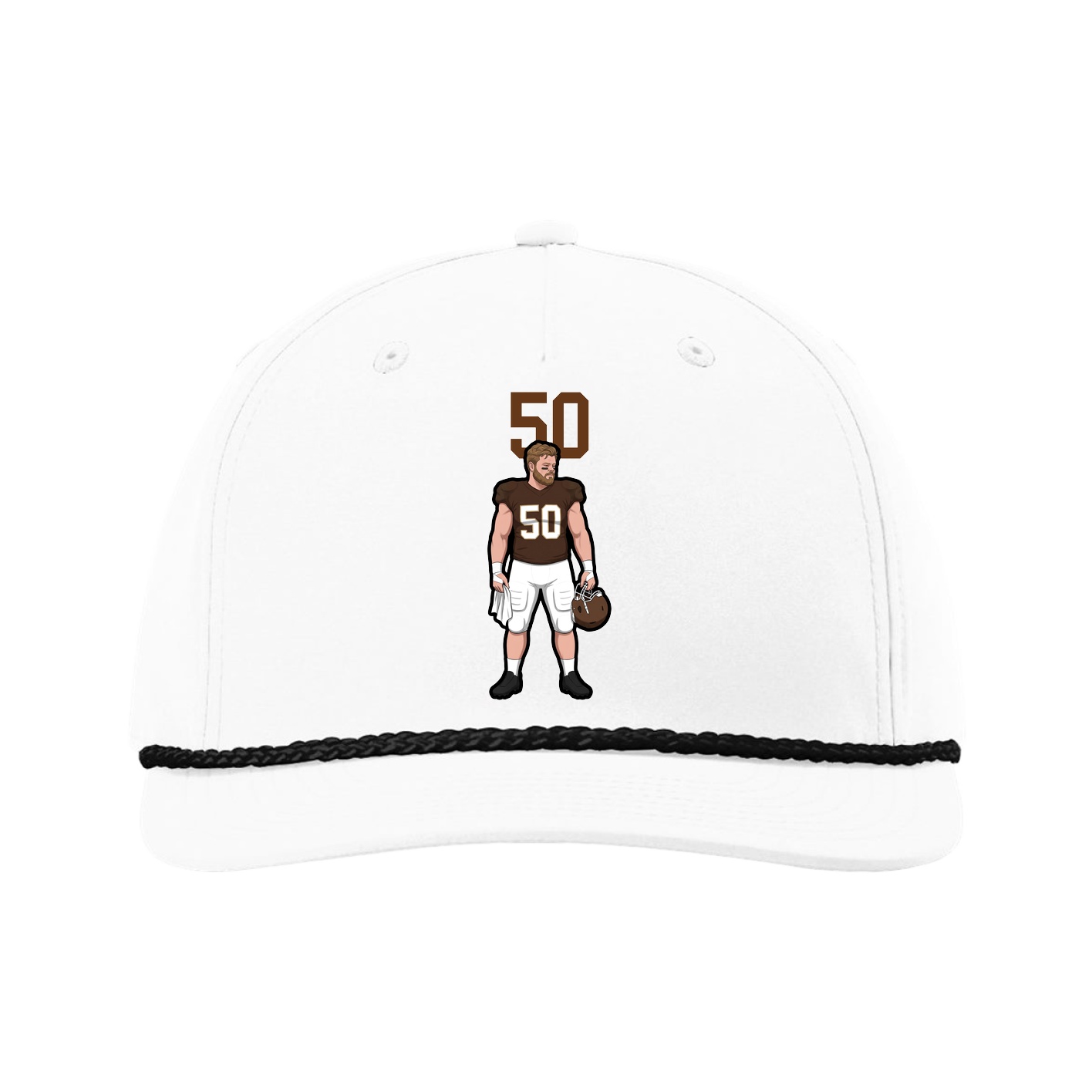 Five-Panel Classic Rope Cap — Number Top in White