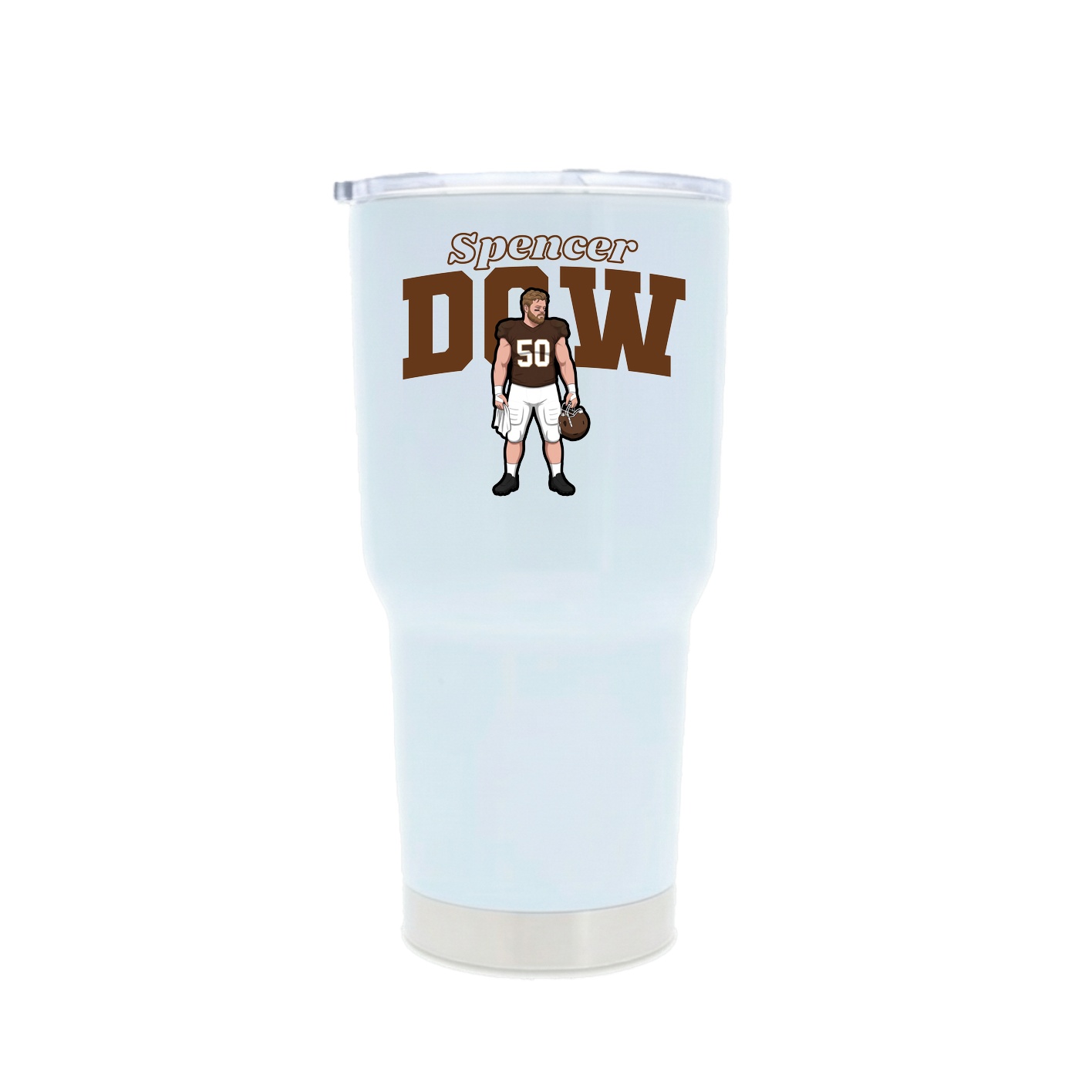 30oz Stainless Steel Tumbler — Name Arch in White