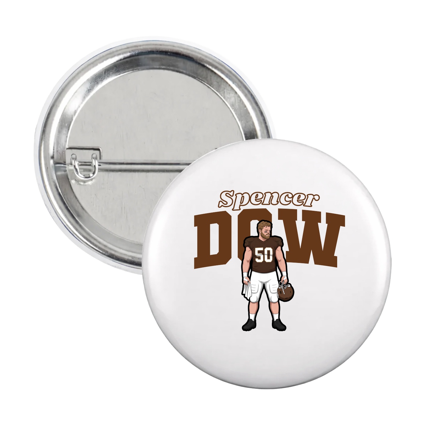 Game Day Button — Name Arch in White