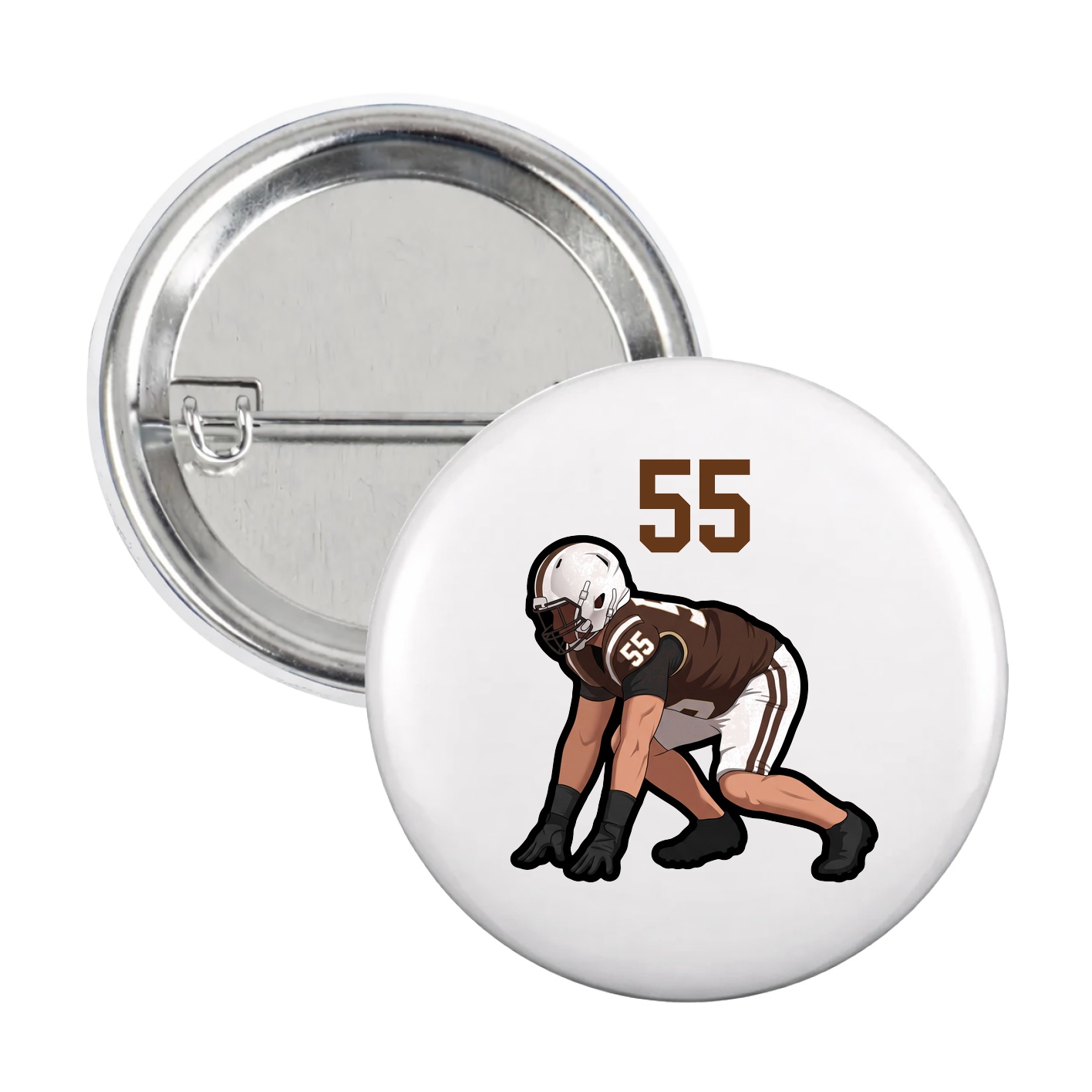 Game Day Button — Number Top in White