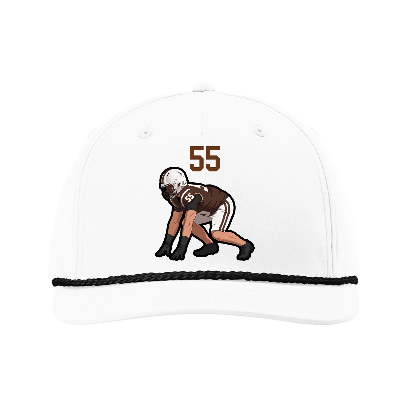 Five-Panel Classic Rope Cap — Number Top in White