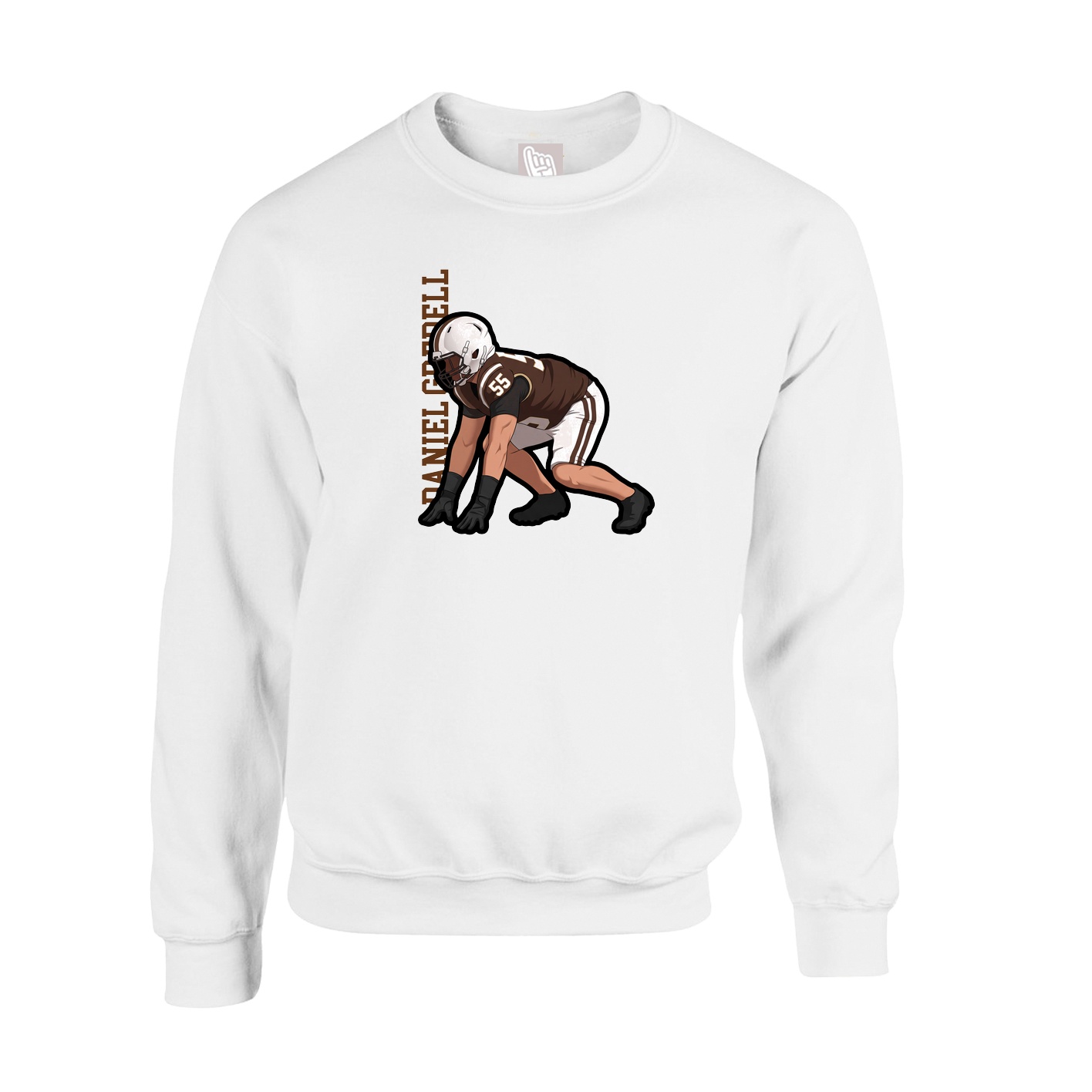 Fleece Crew — Name Vertical in White
