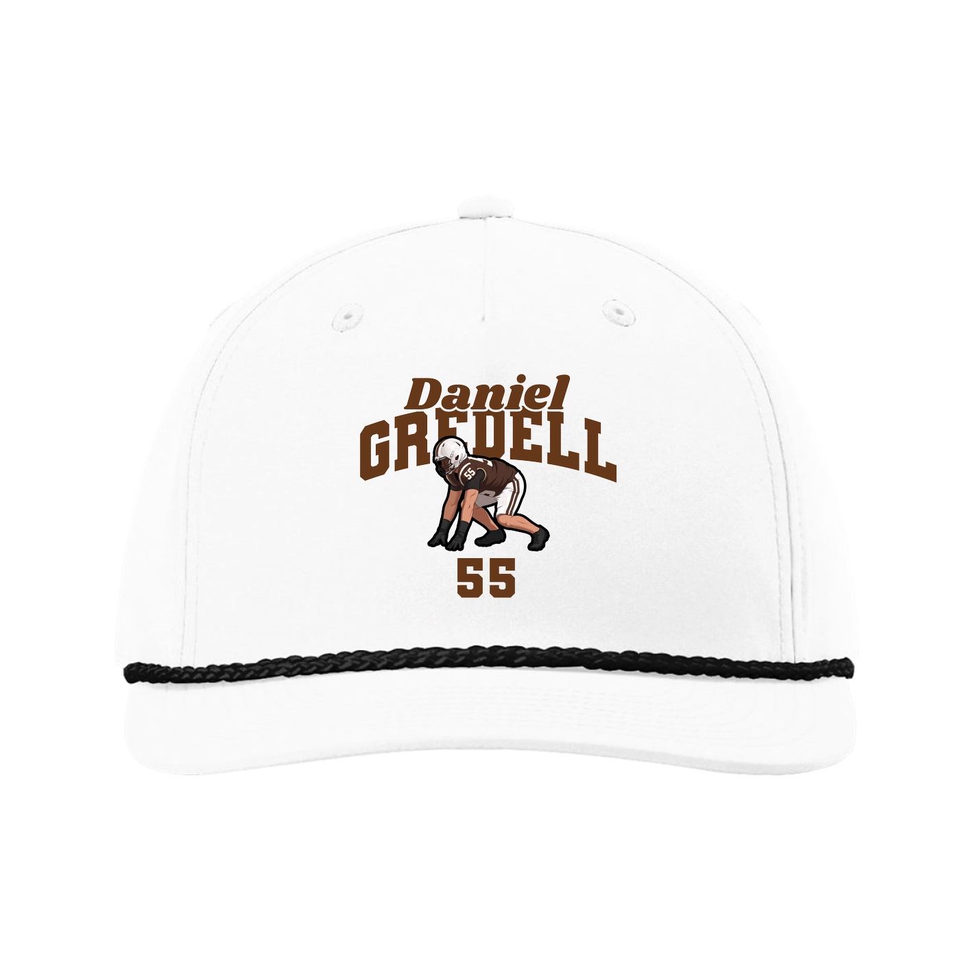 Five-Panel Classic Rope Cap — Signature Arch in White