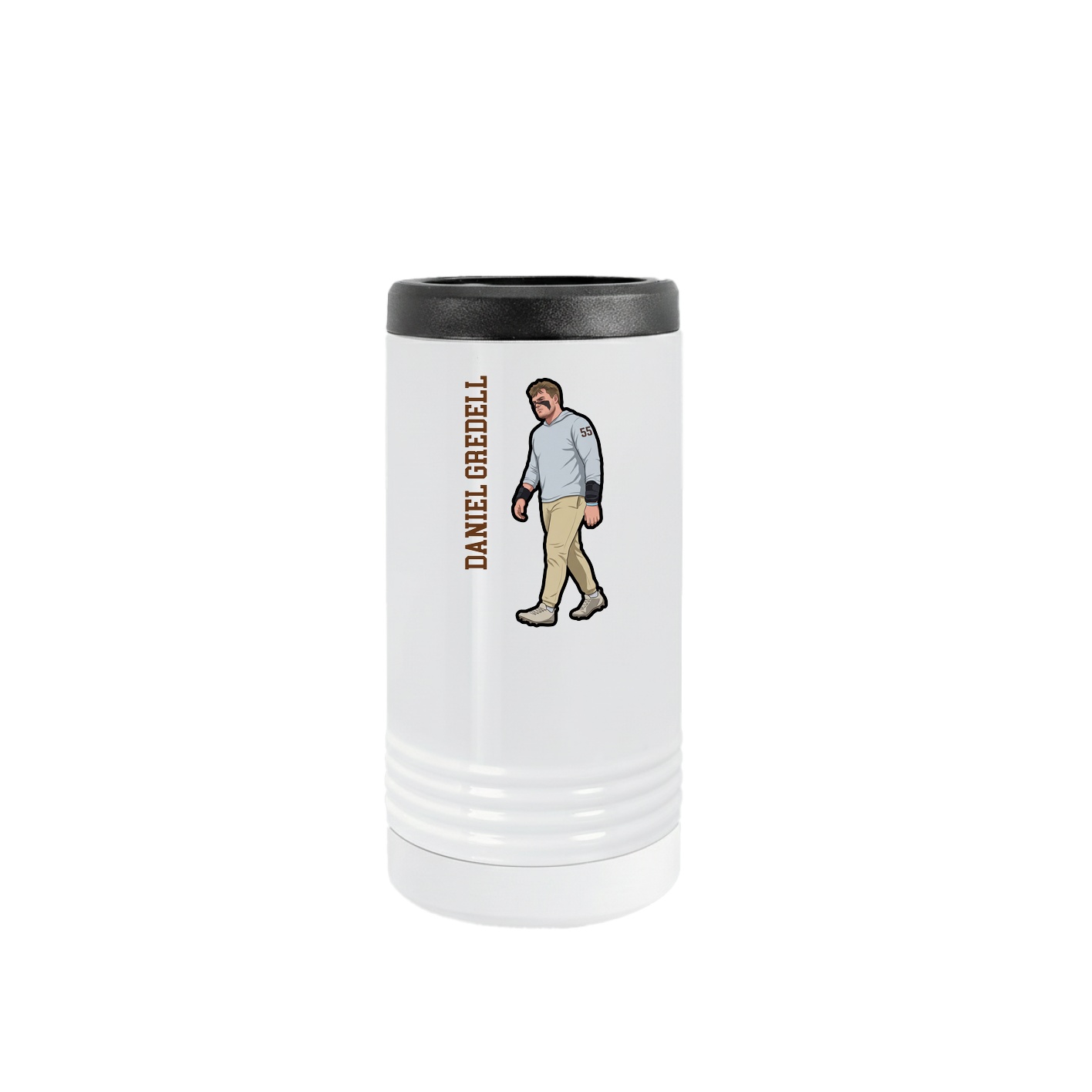Slim Beverage Holder — Name Vertical in White