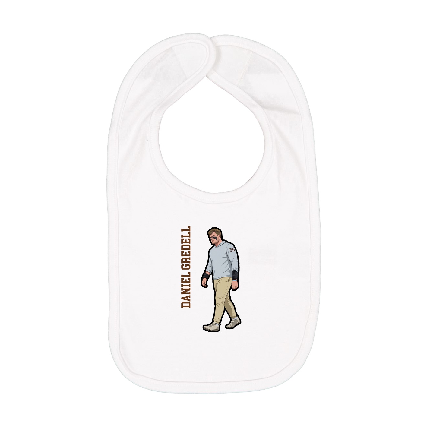 Infant Bib — Name Vertical in White