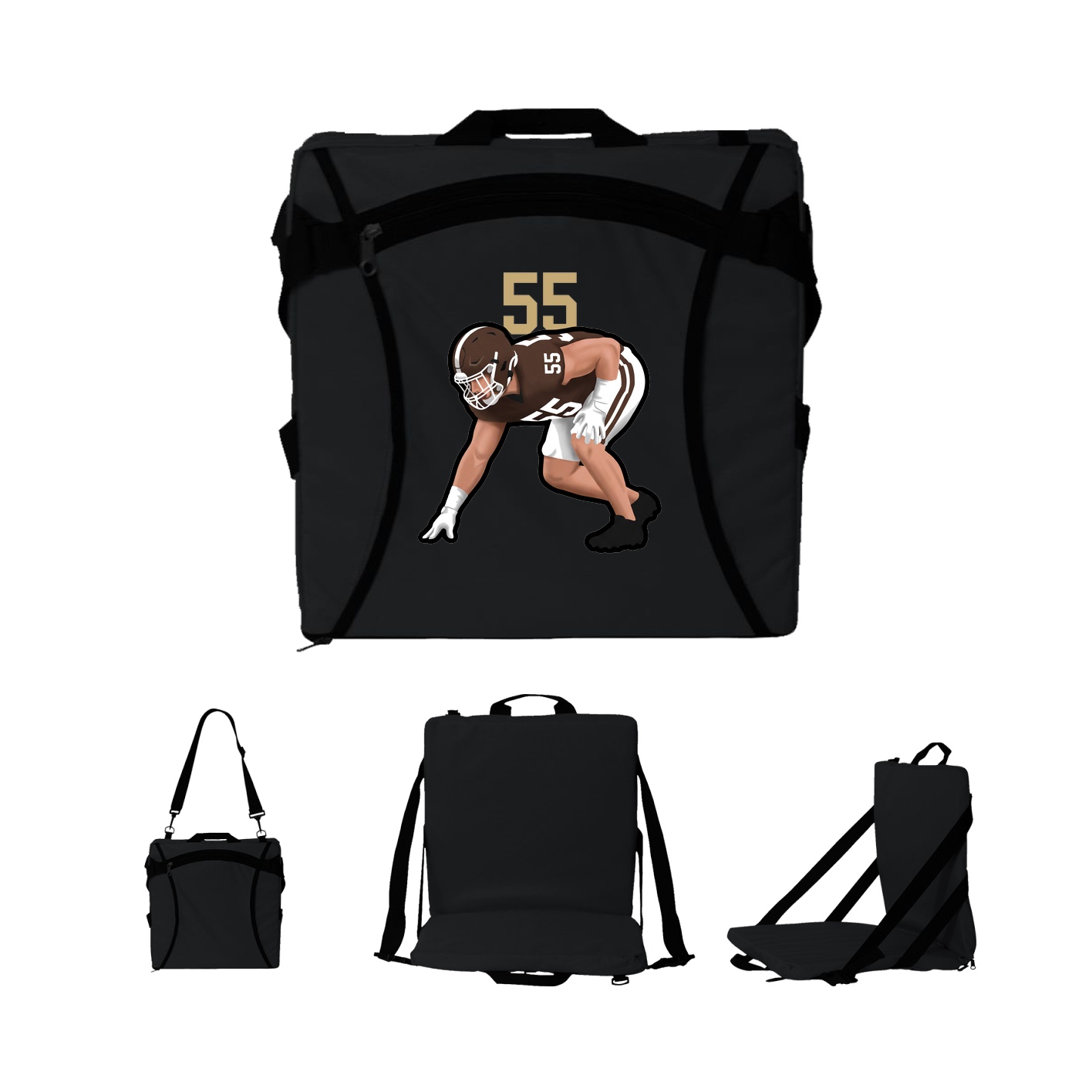 Folding Stadium Seat — Number Top in Black