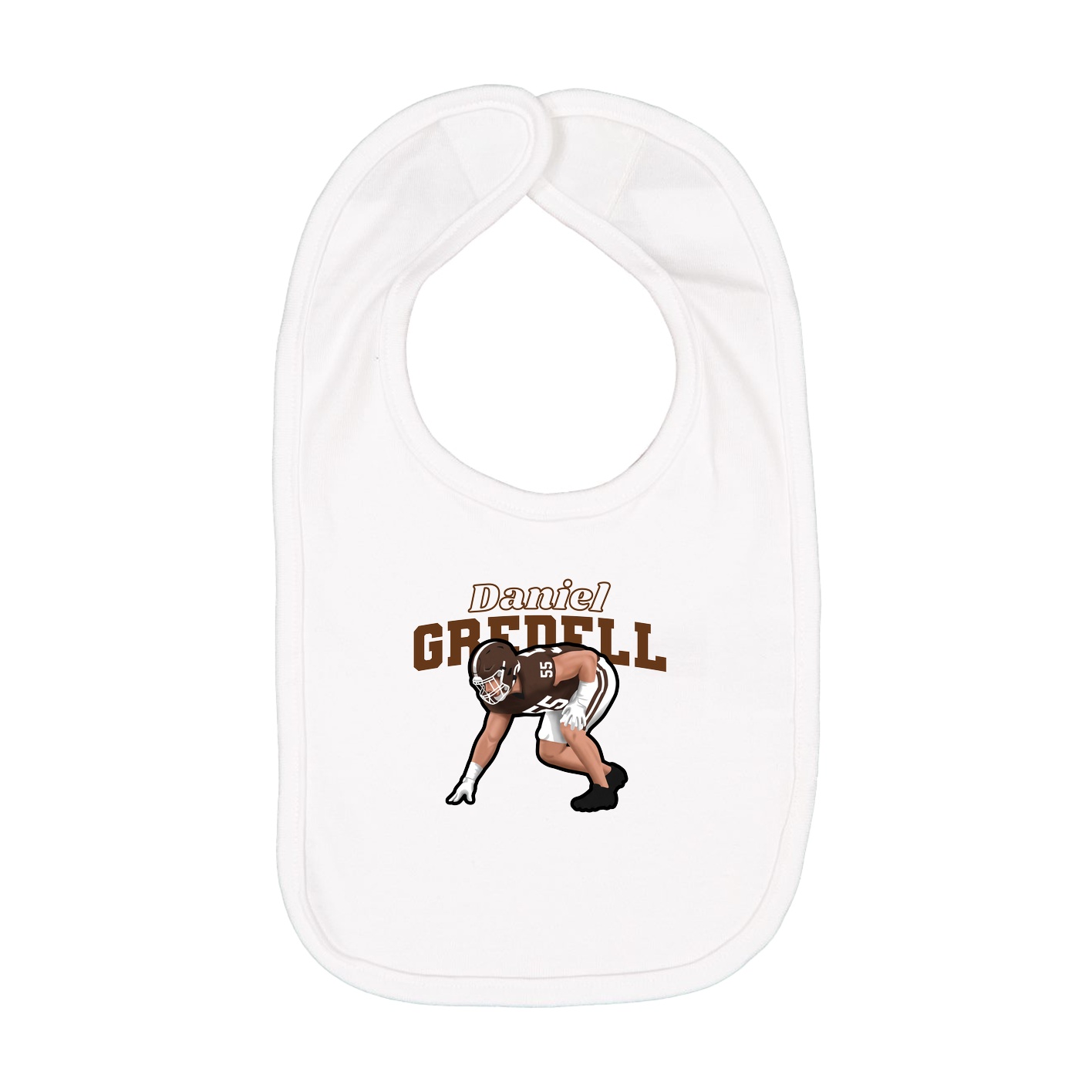 Infant Bib — Name Arch in White