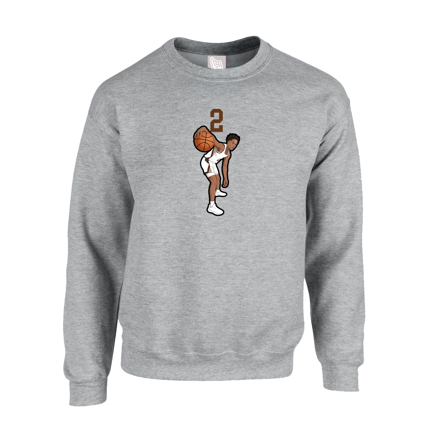 Fleece Crew — Number Top in Grey