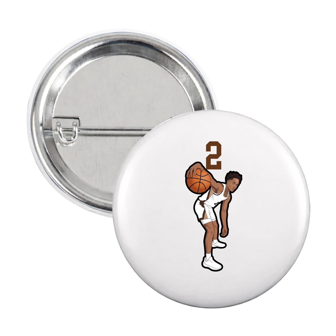 Game Day Button — Number Top in White