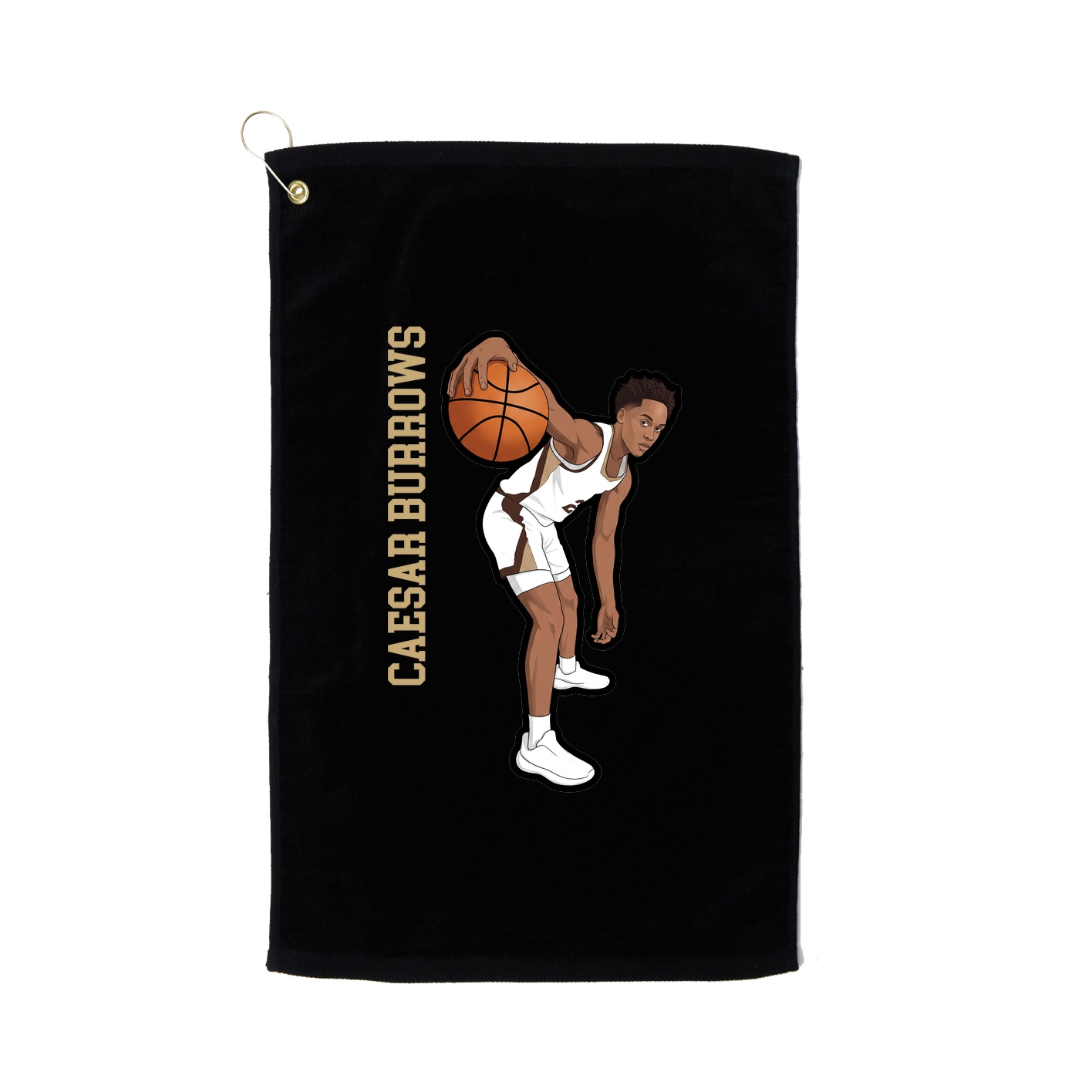 Golf Towel — Name Vertical in Black