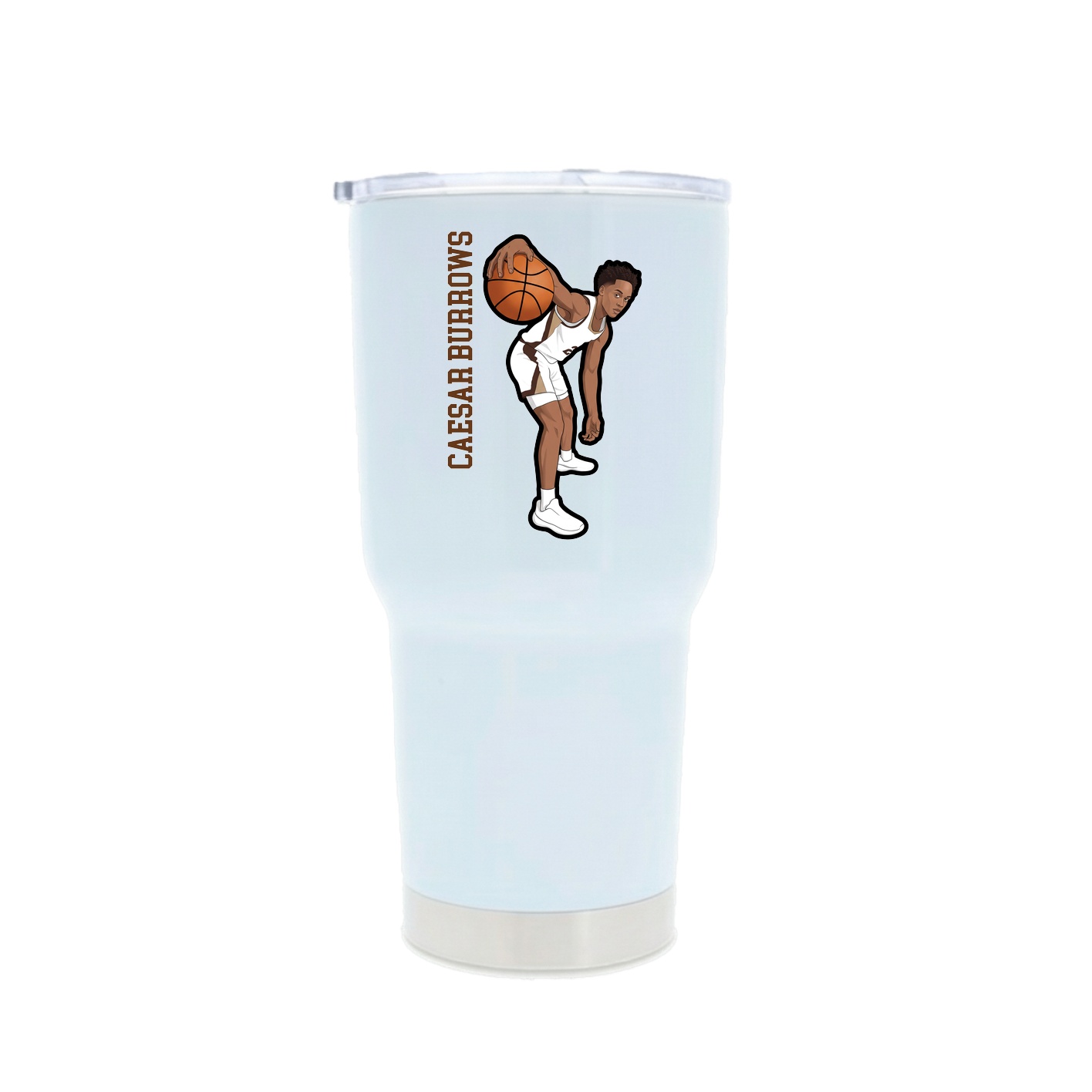 30oz Stainless Steel Tumbler — Name Vertical in White