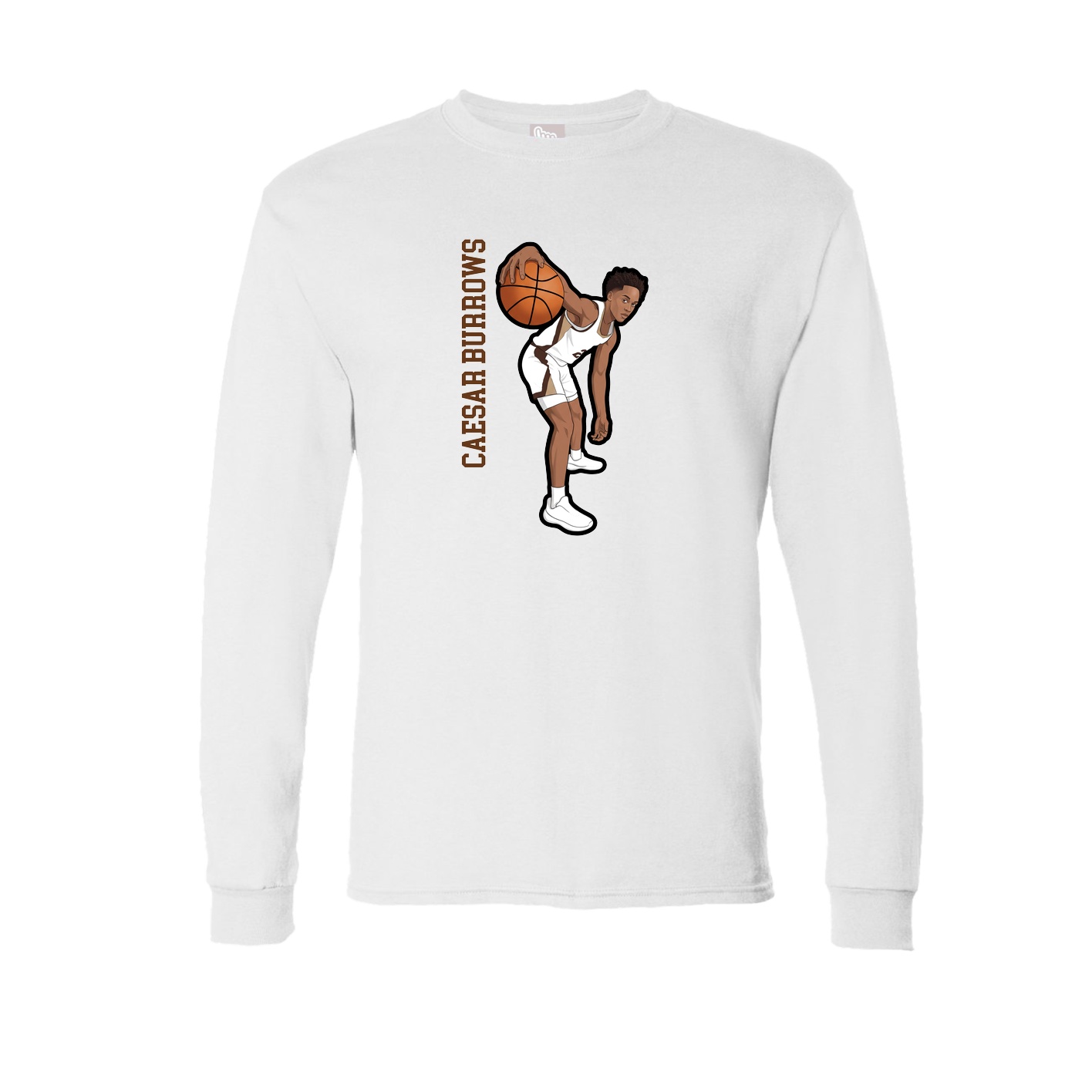 Long Sleeve Tee — Name Vertical in White