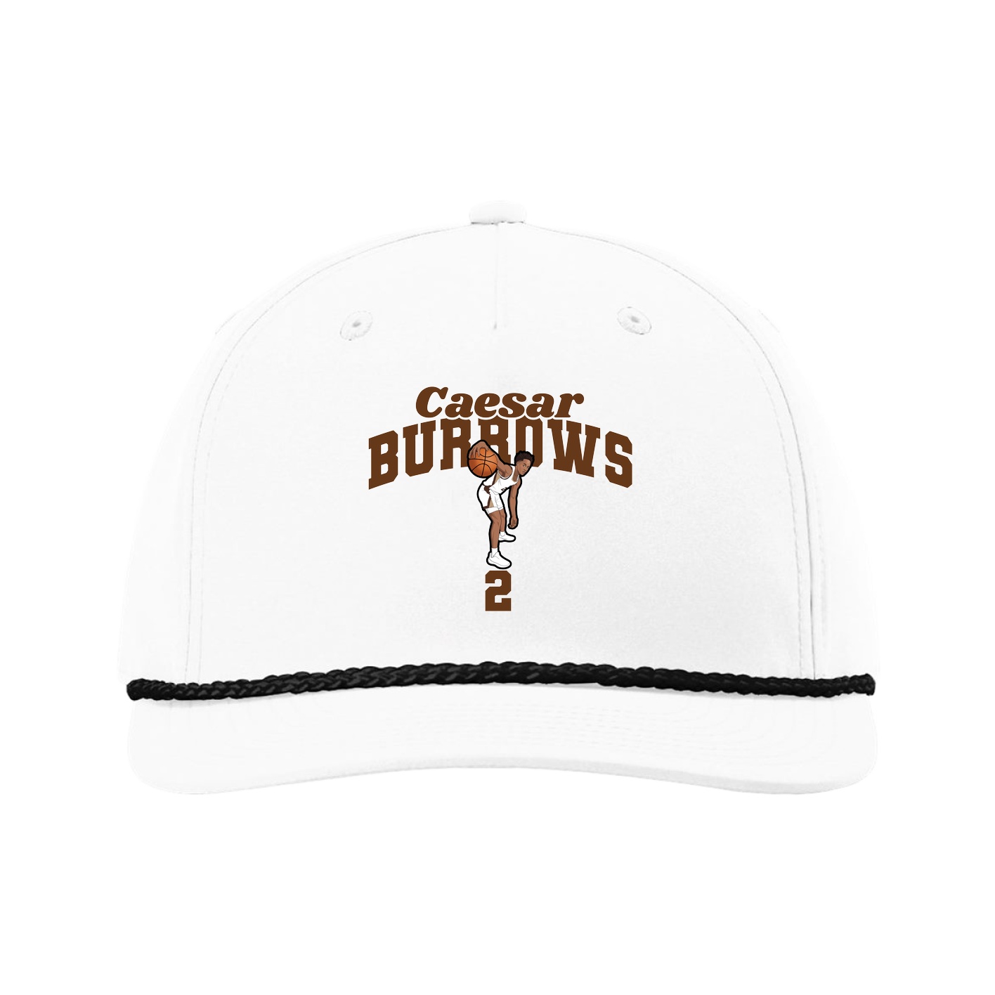 Five-Panel Classic Rope Cap — Signature Arch in White