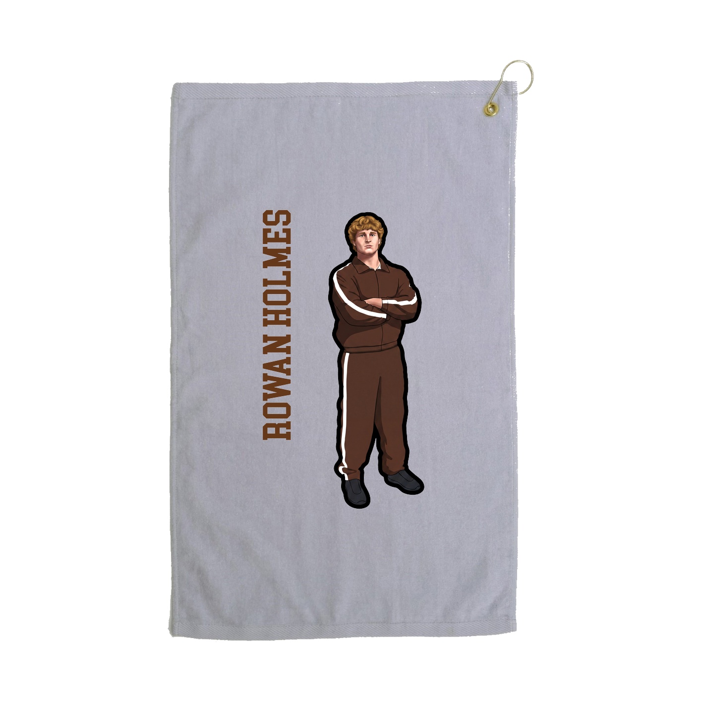 Golf Towel — Name Vertical in Grey