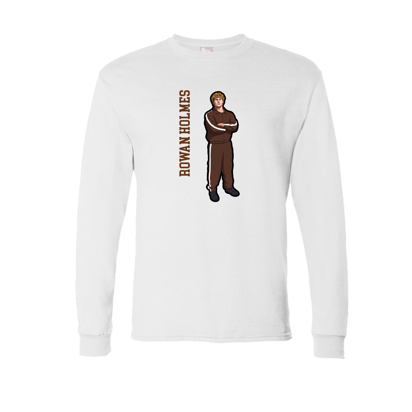 Long Sleeve Tee — Name Vertical in White