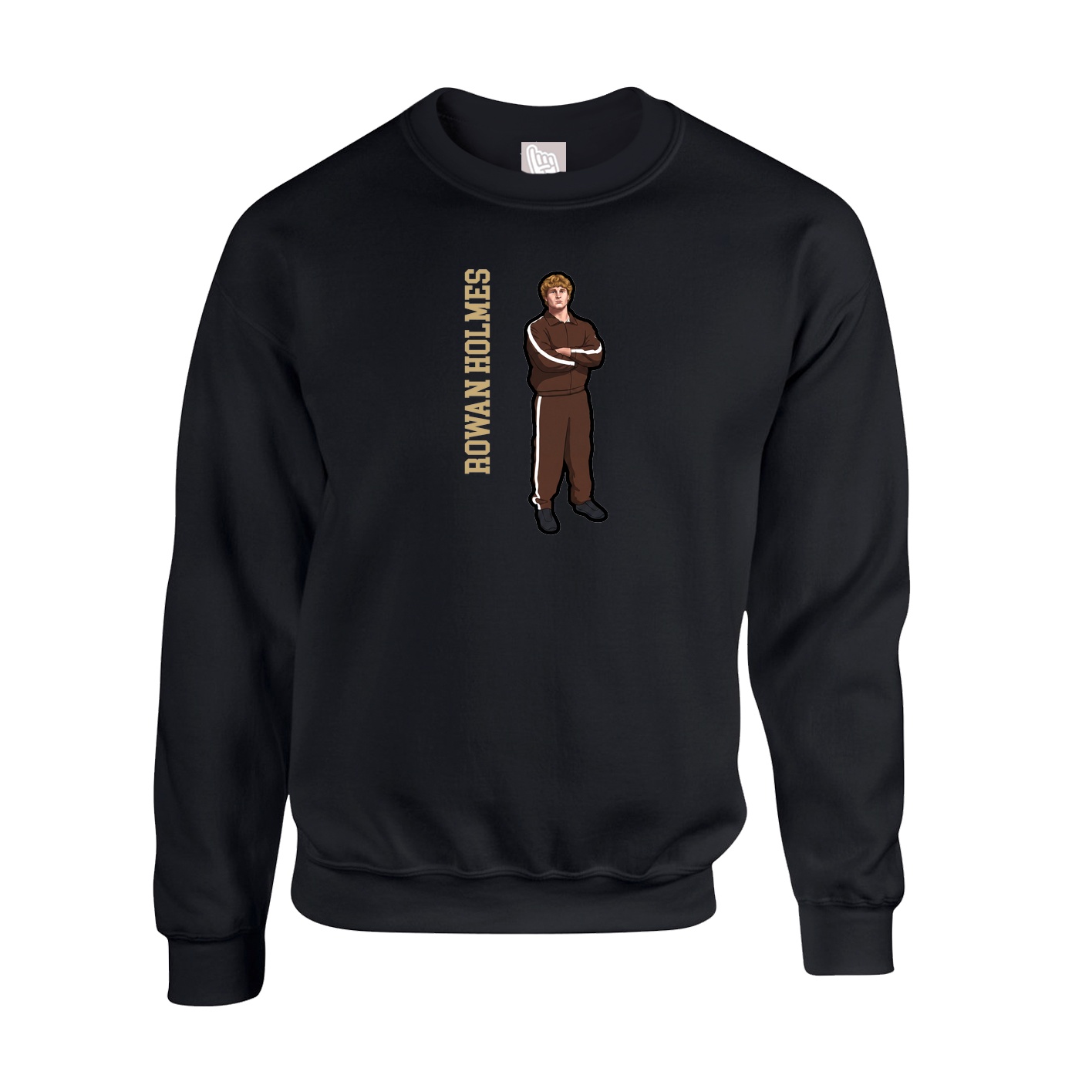 Fleece Crew — Name Vertical in Black