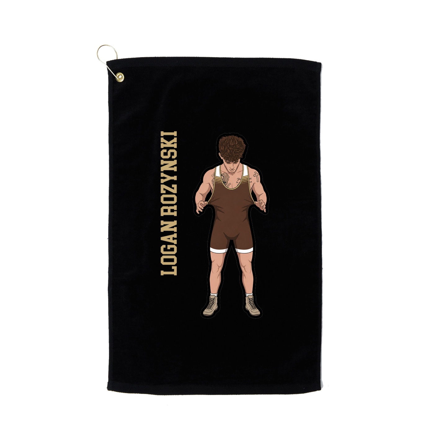 Golf Towel — Name Vertical in Black