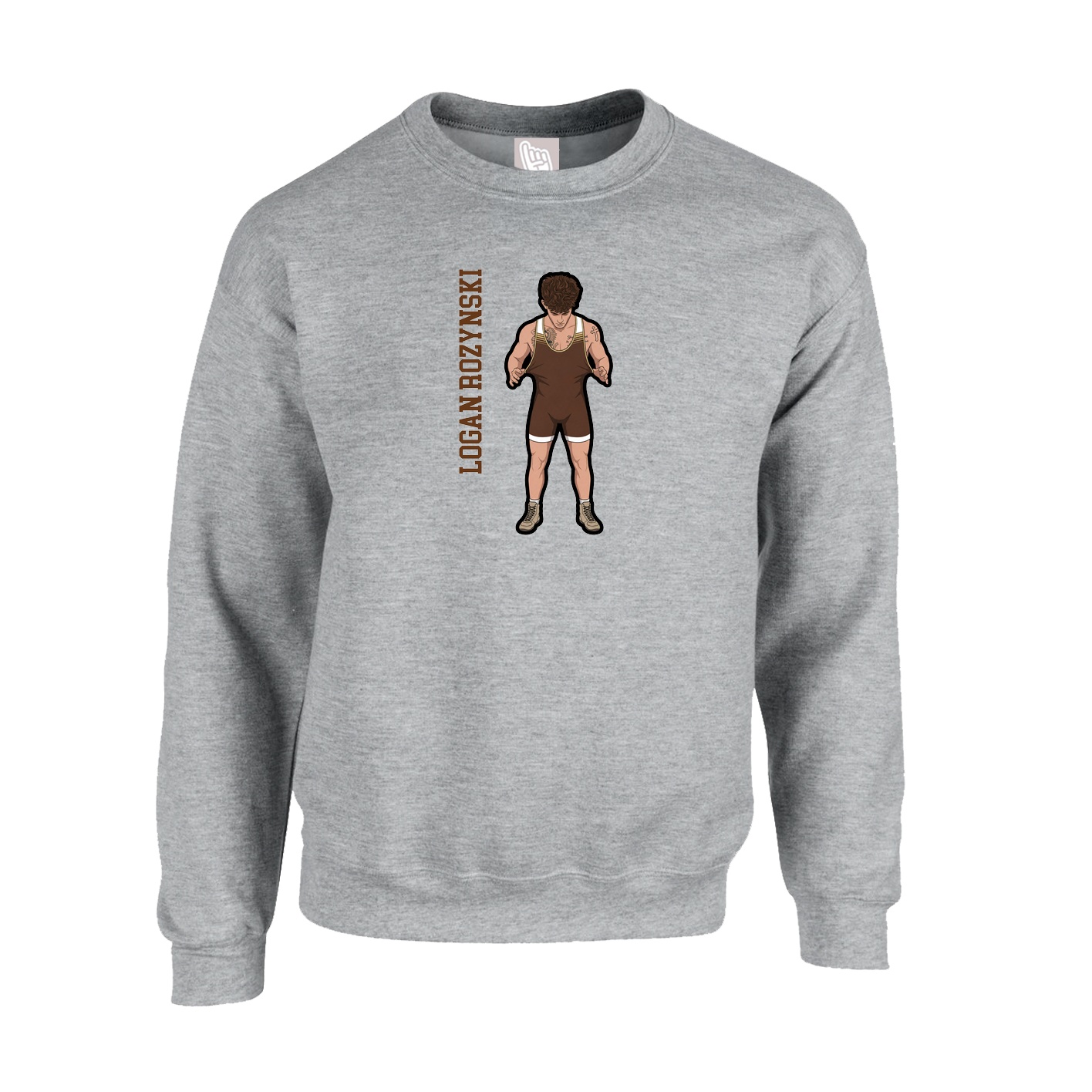 Fleece Crew — Name Vertical in Grey