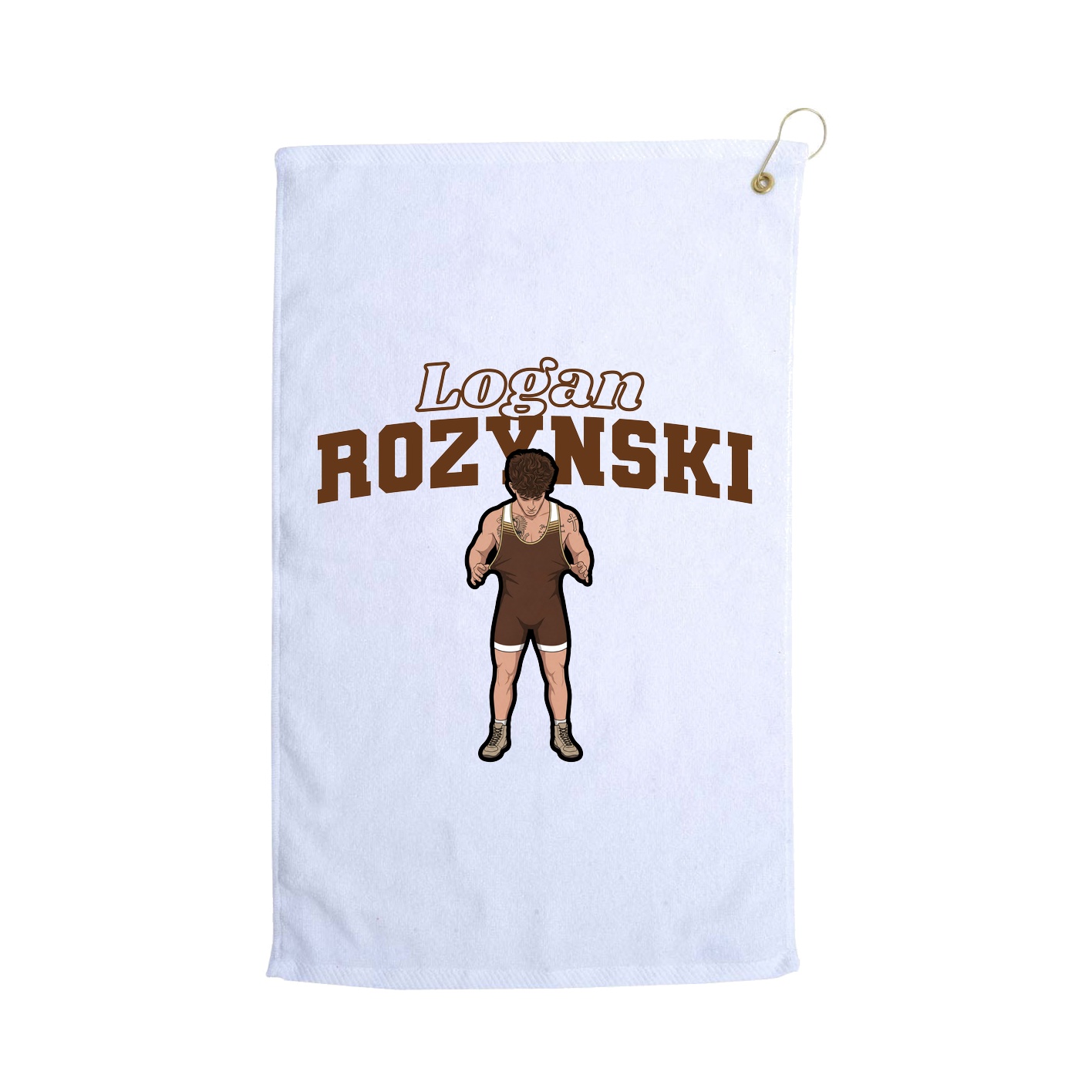 Golf Towel — Name Arch in White