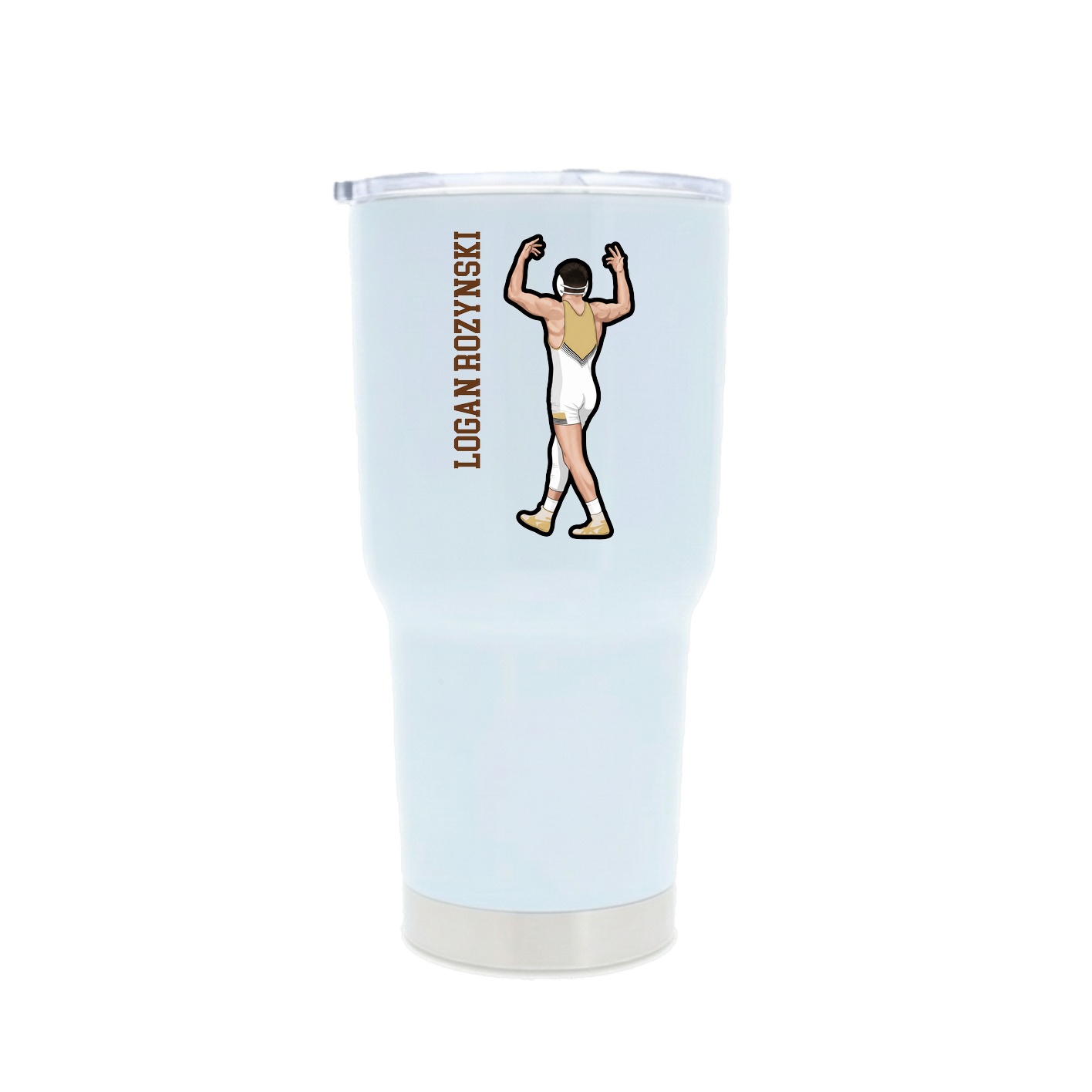 30oz Stainless Steel Tumbler — Name Vertical in White