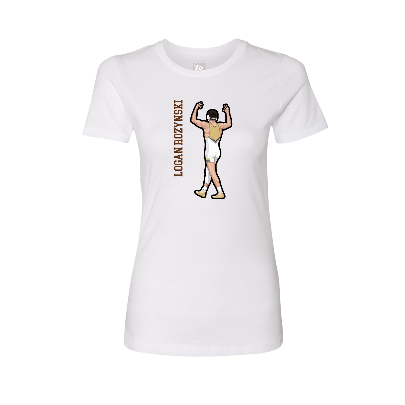 Fitted Women's Tee — Name Vertical in White