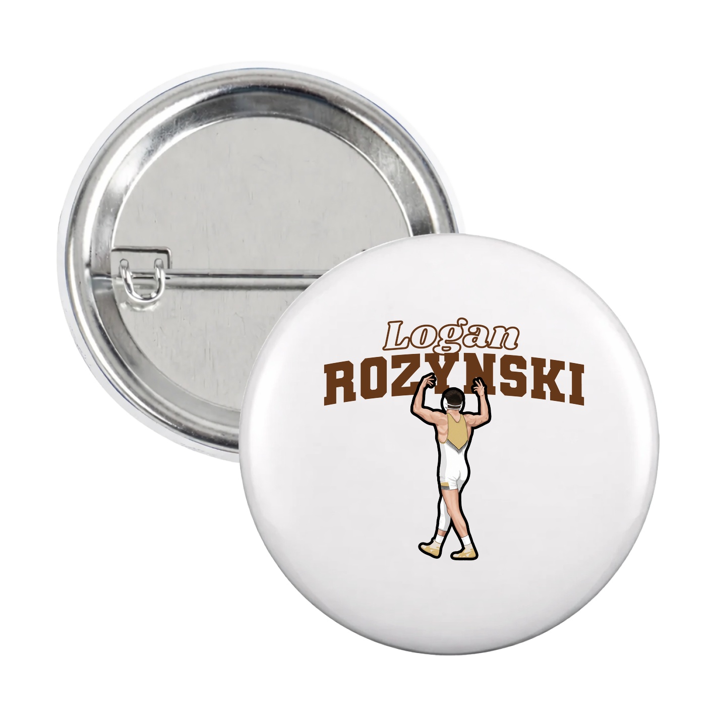 Game Day Button — Name Arch in White