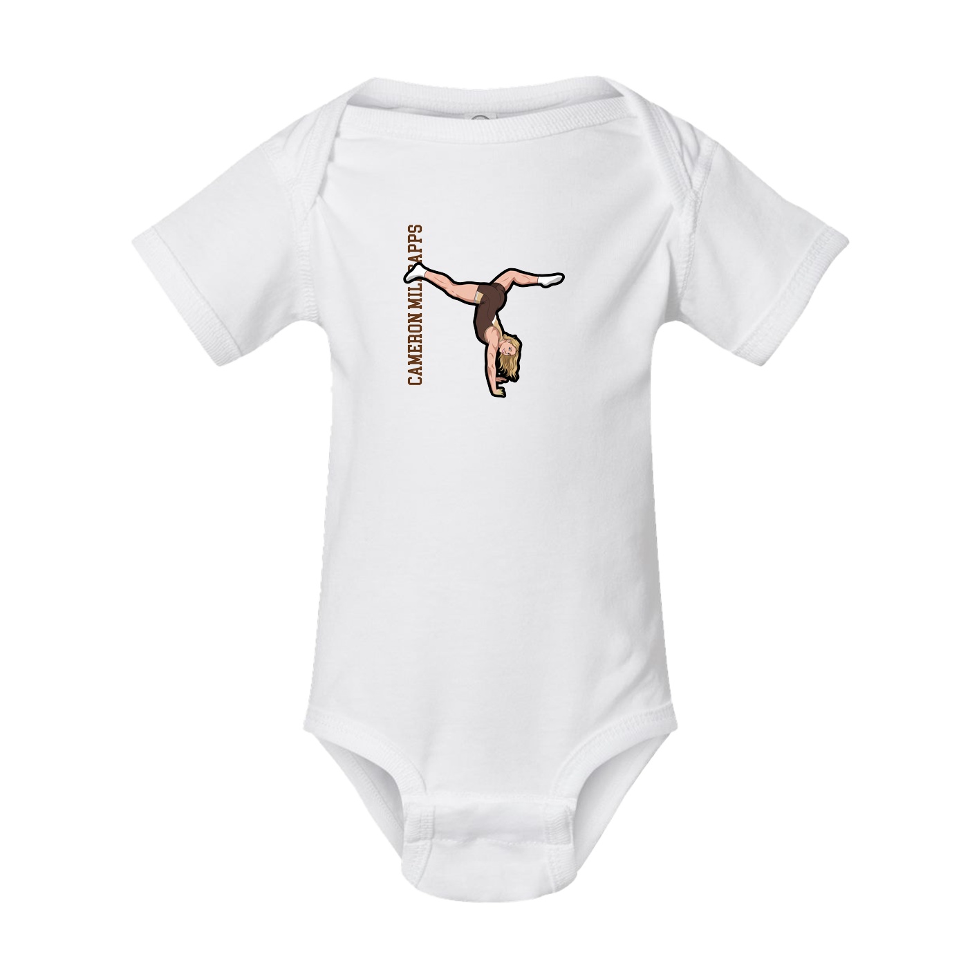 Baby Onesie — Name Vertical in White