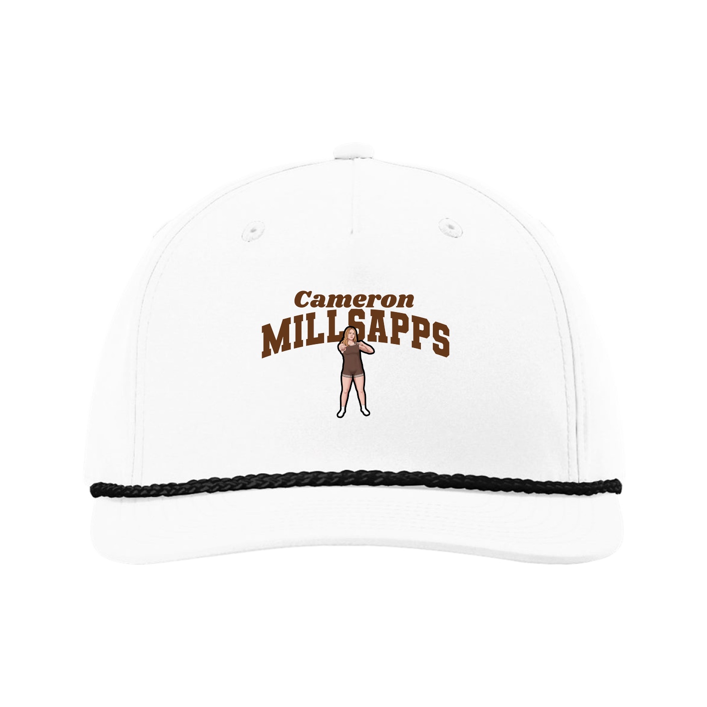 Five-Panel Classic Rope Cap — Signature Arch in White