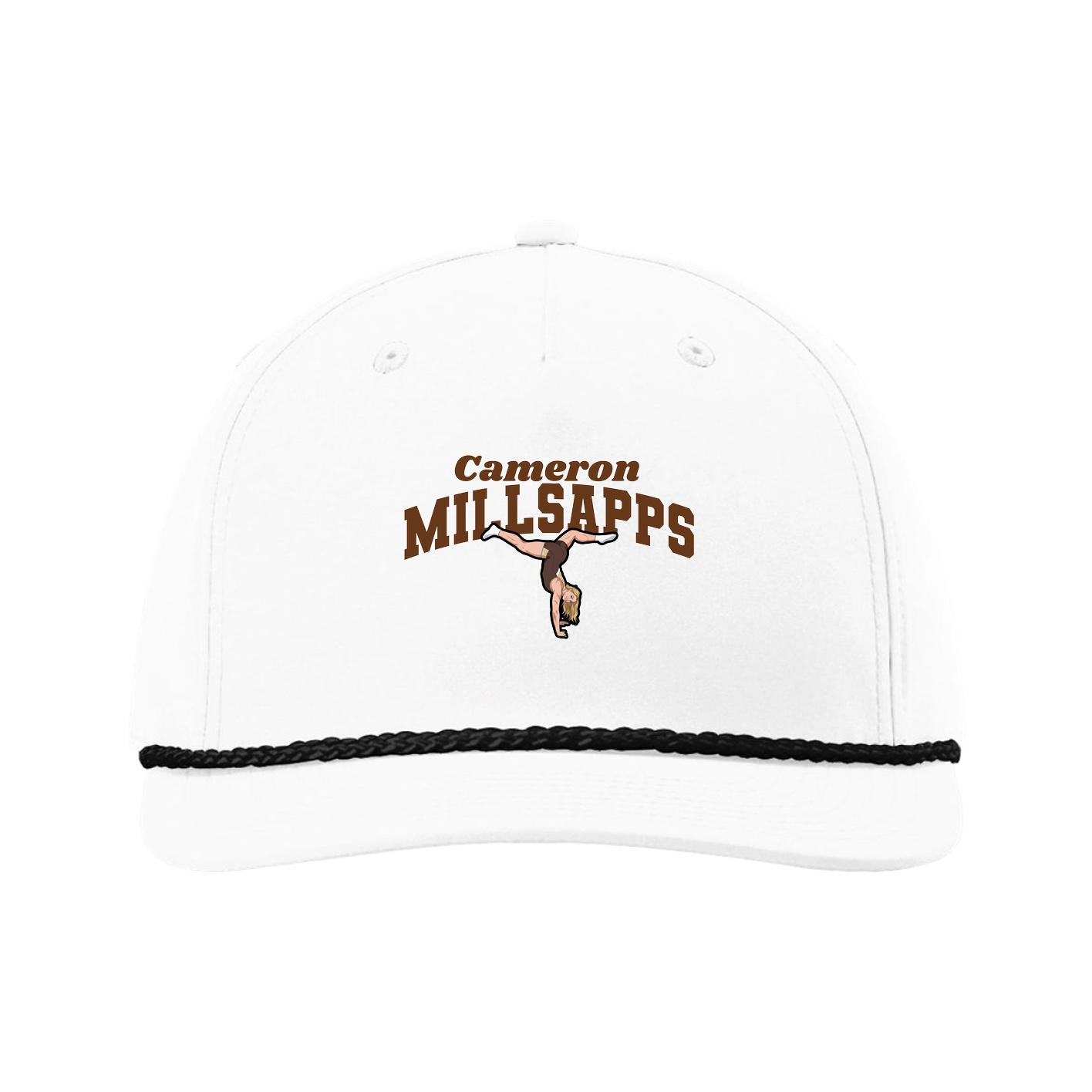Five-Panel Classic Rope Cap — Signature Arch in White