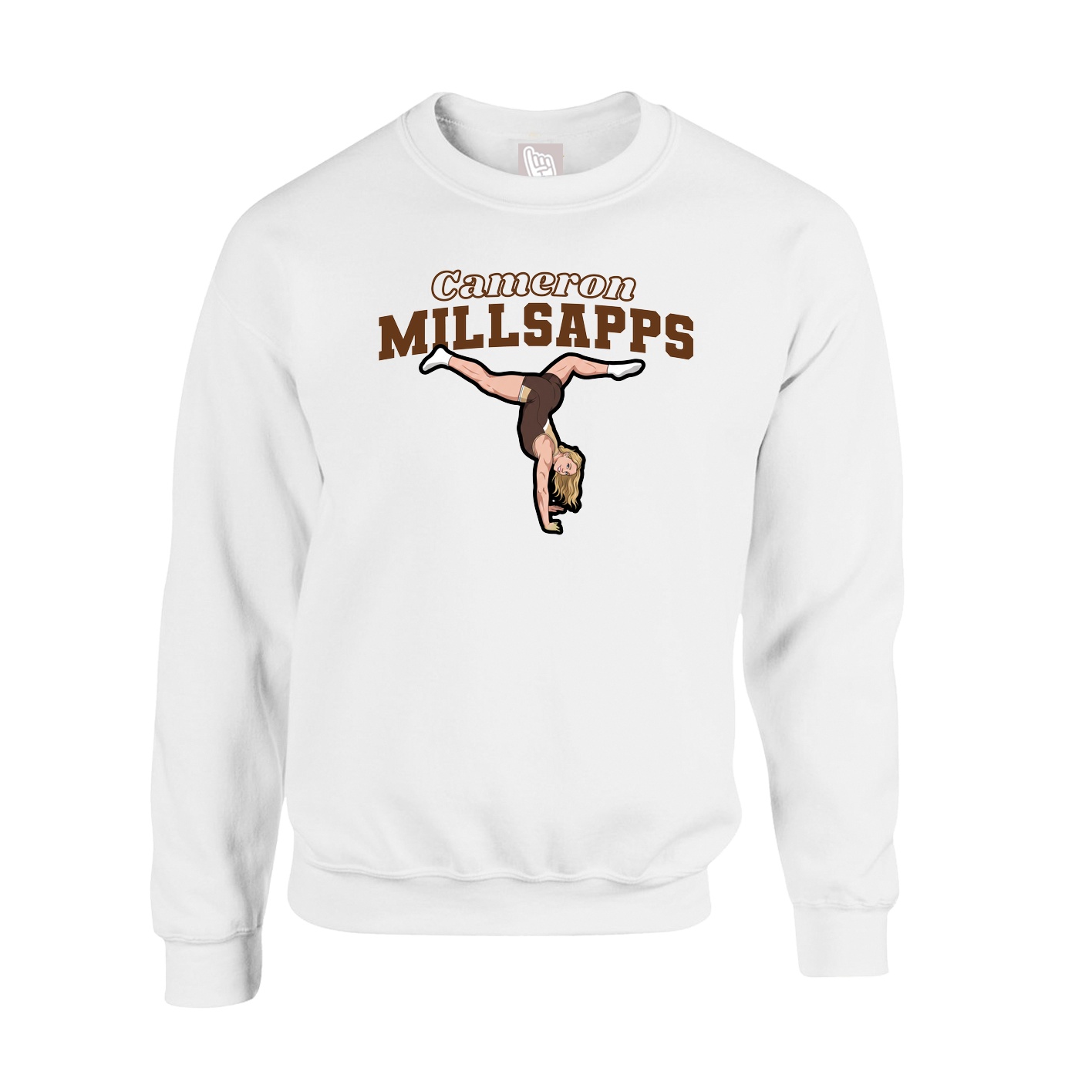Fleece Crew — Name Arch in White