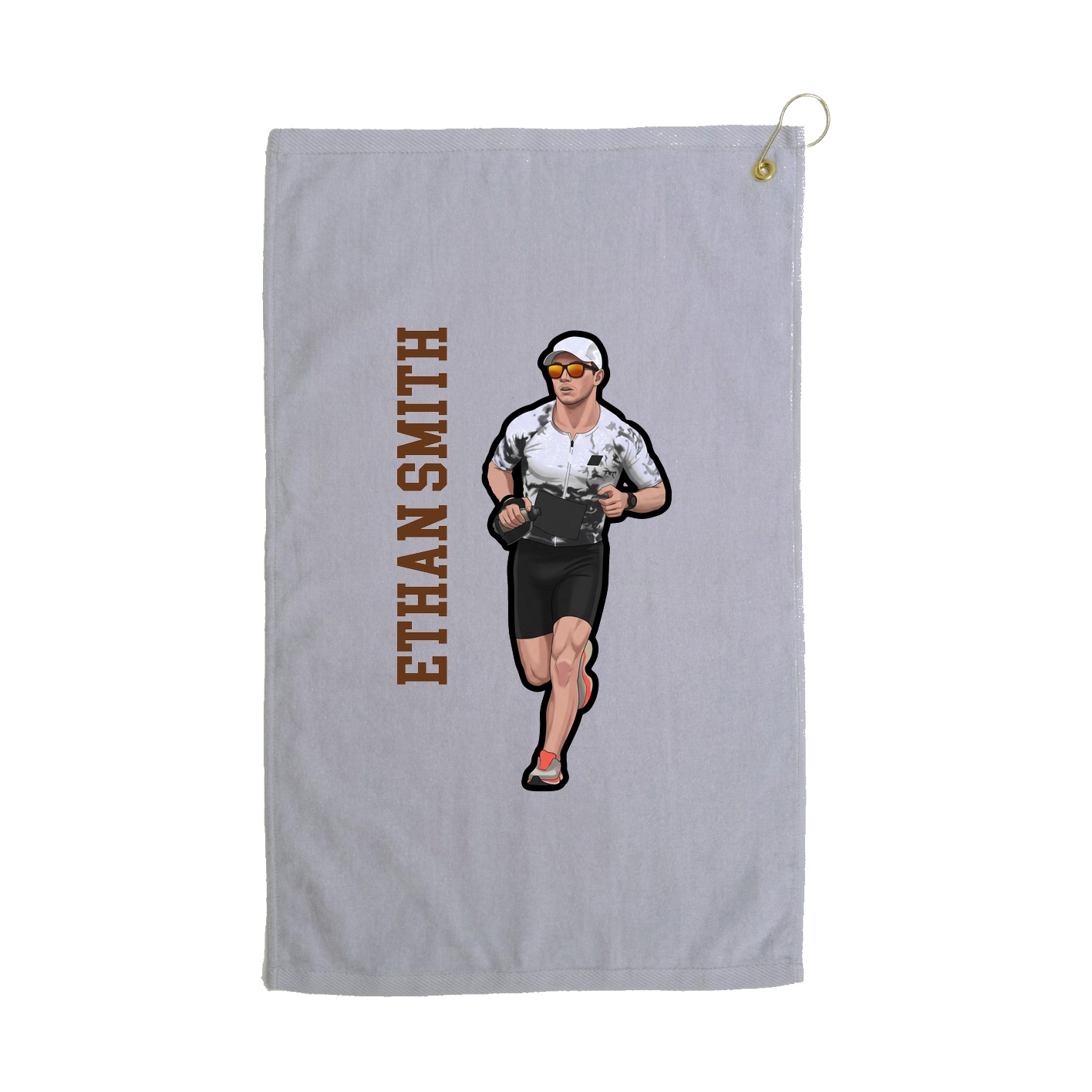 Golf Towel — Name Vertical in Grey
