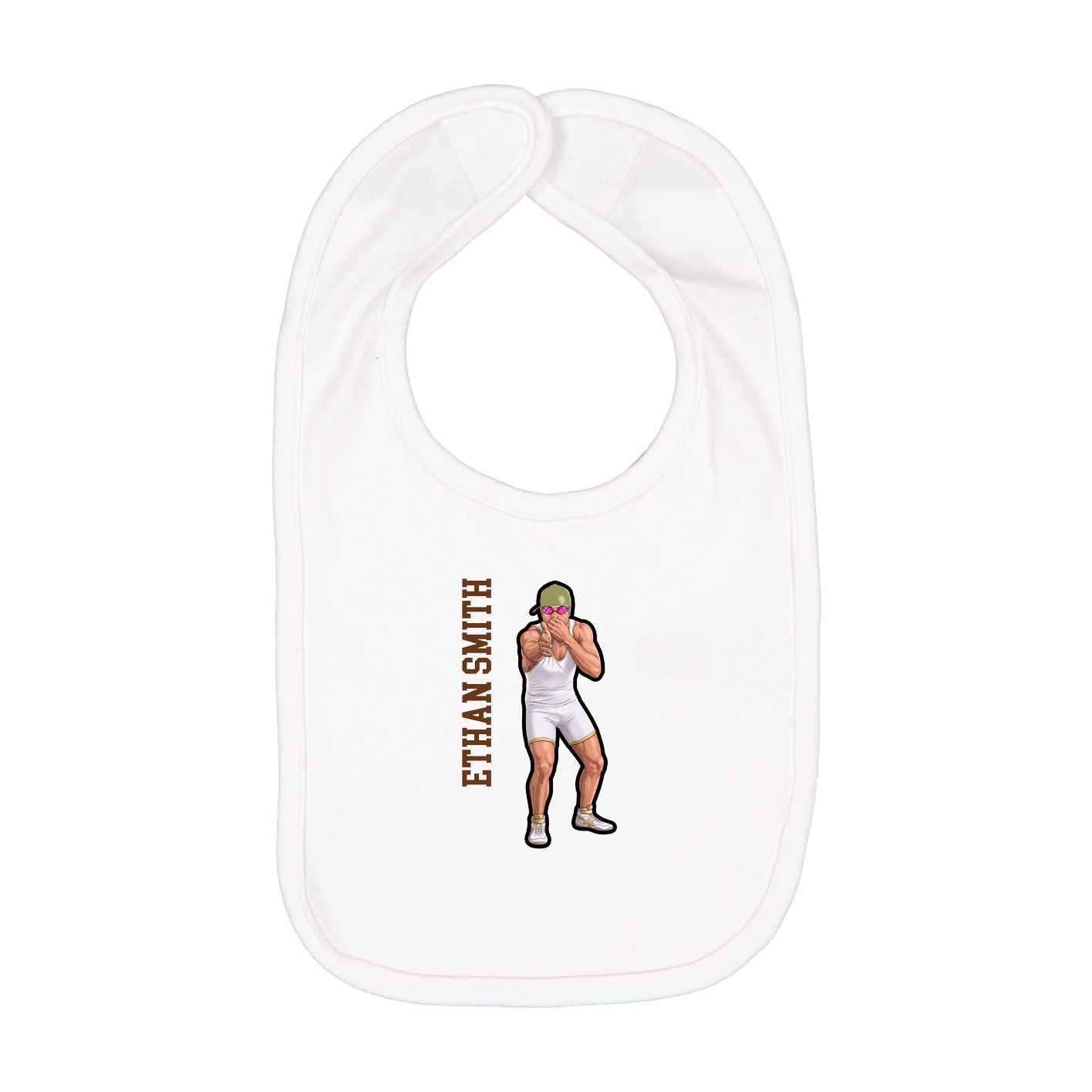Infant Bib — Name Vertical in White