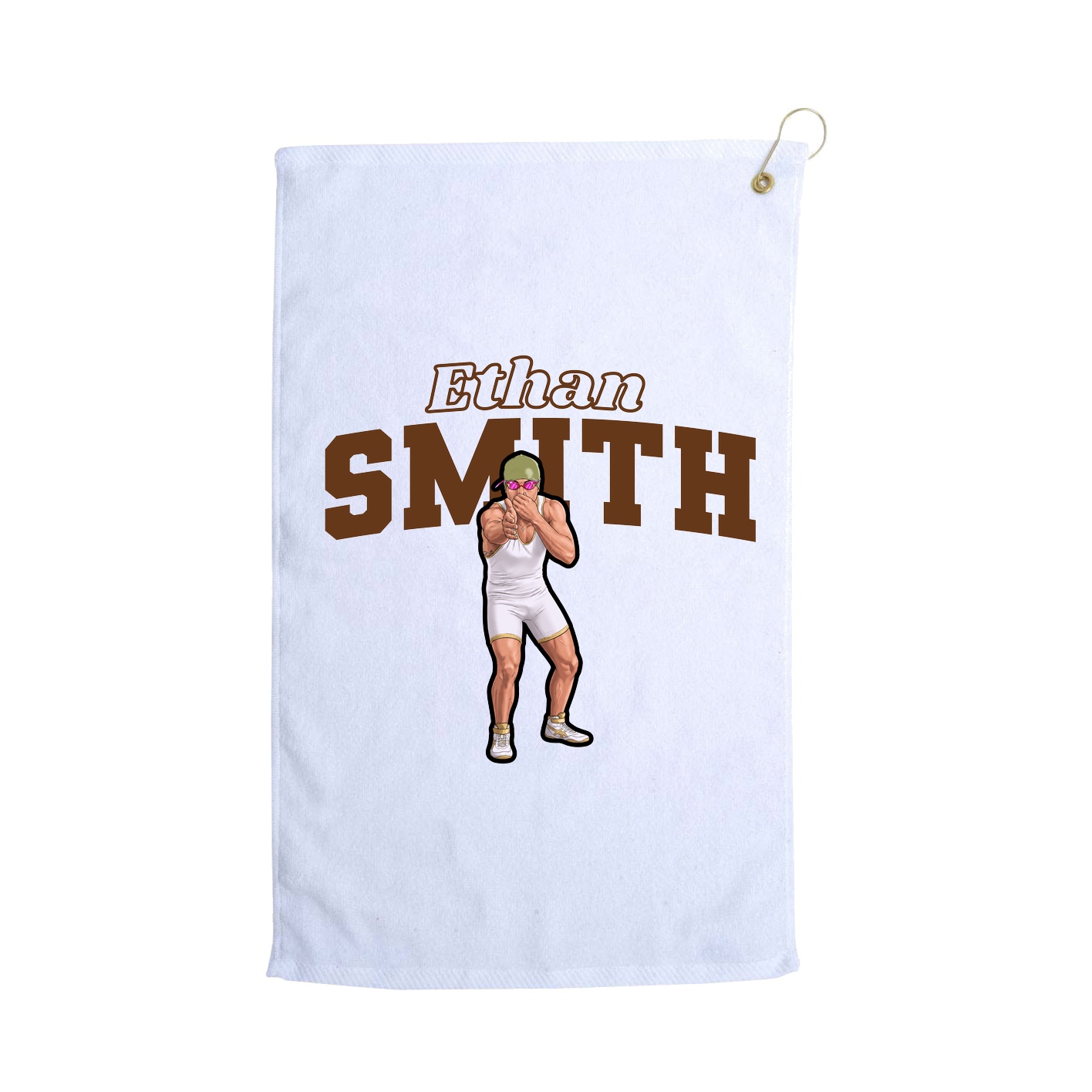 Golf Towel — Name Arch in White