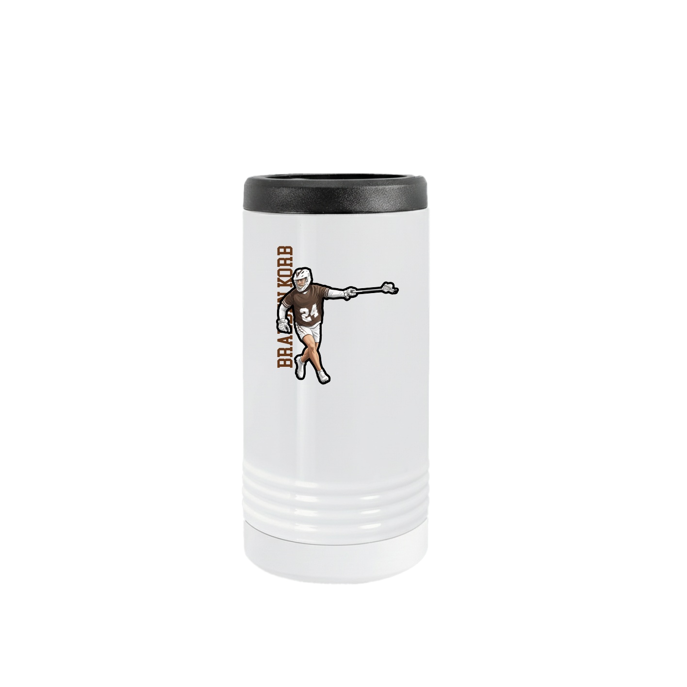 Slim Beverage Holder — Name Vertical in White