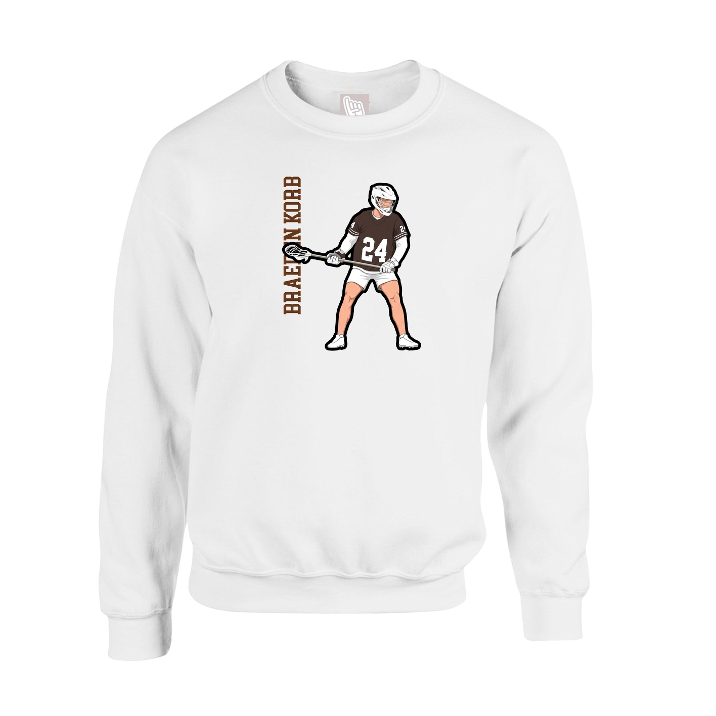 Fleece Crew — Name Vertical in White
