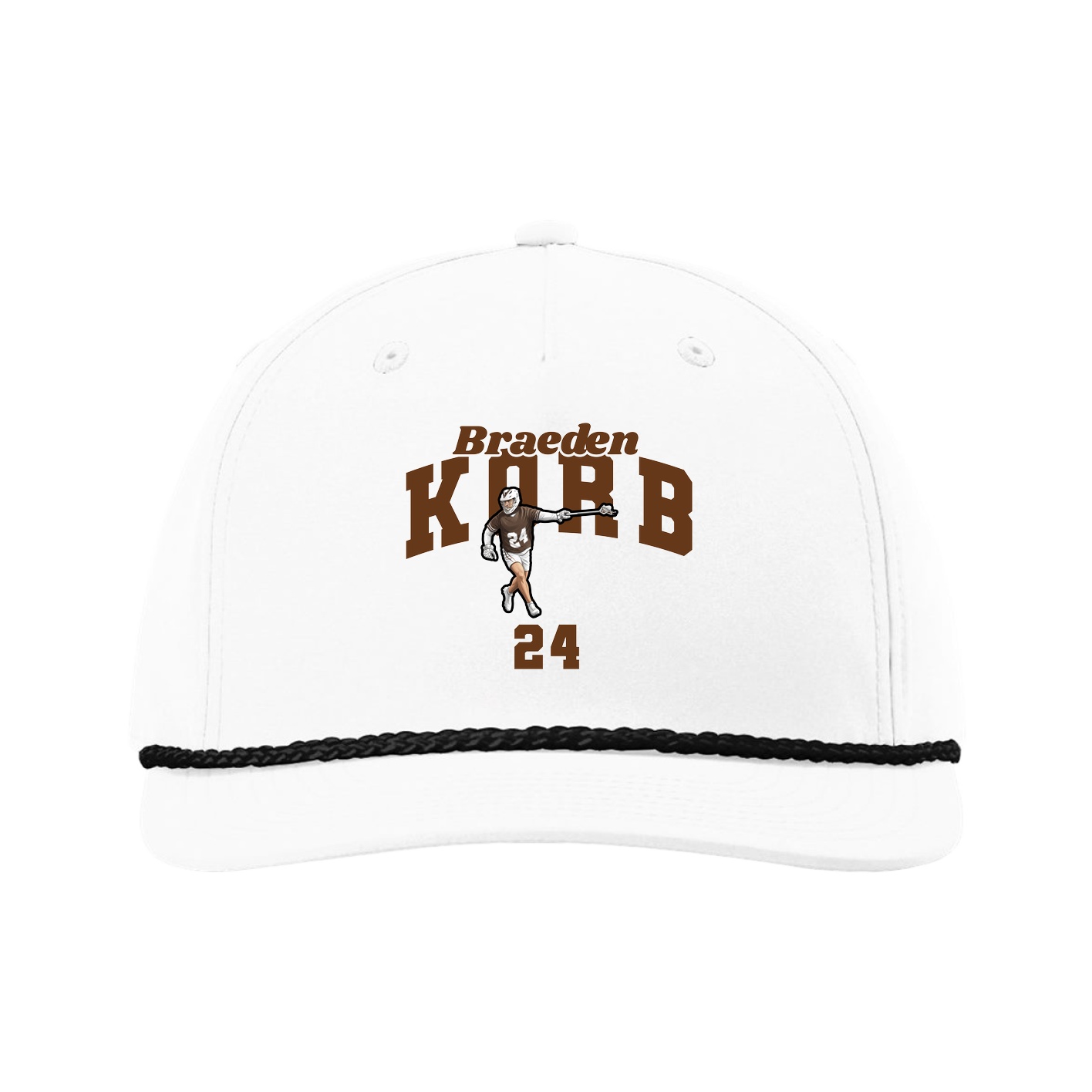 Five-Panel Classic Rope Cap — Signature Arch in White