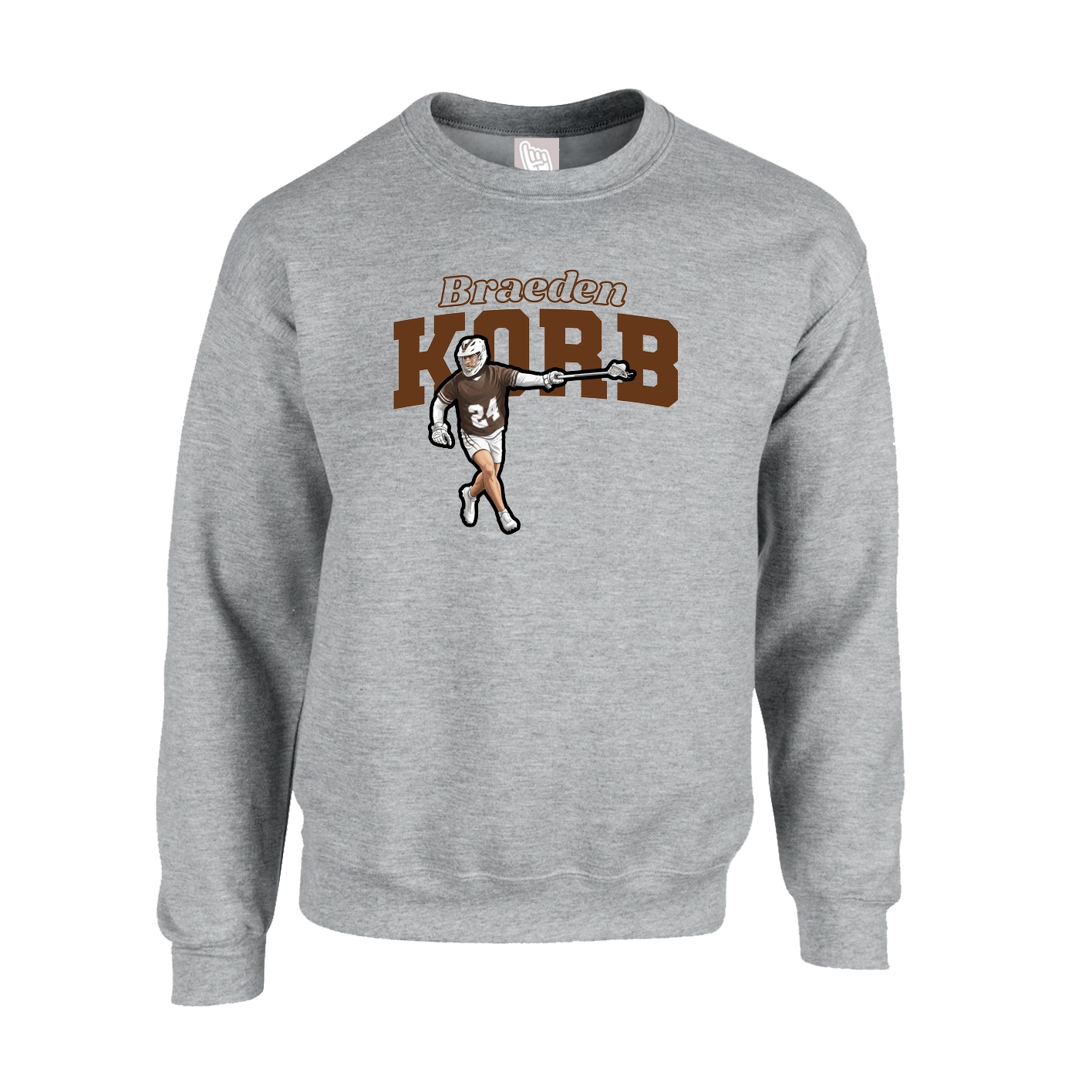 Fleece Crew — Name Arch in Grey
