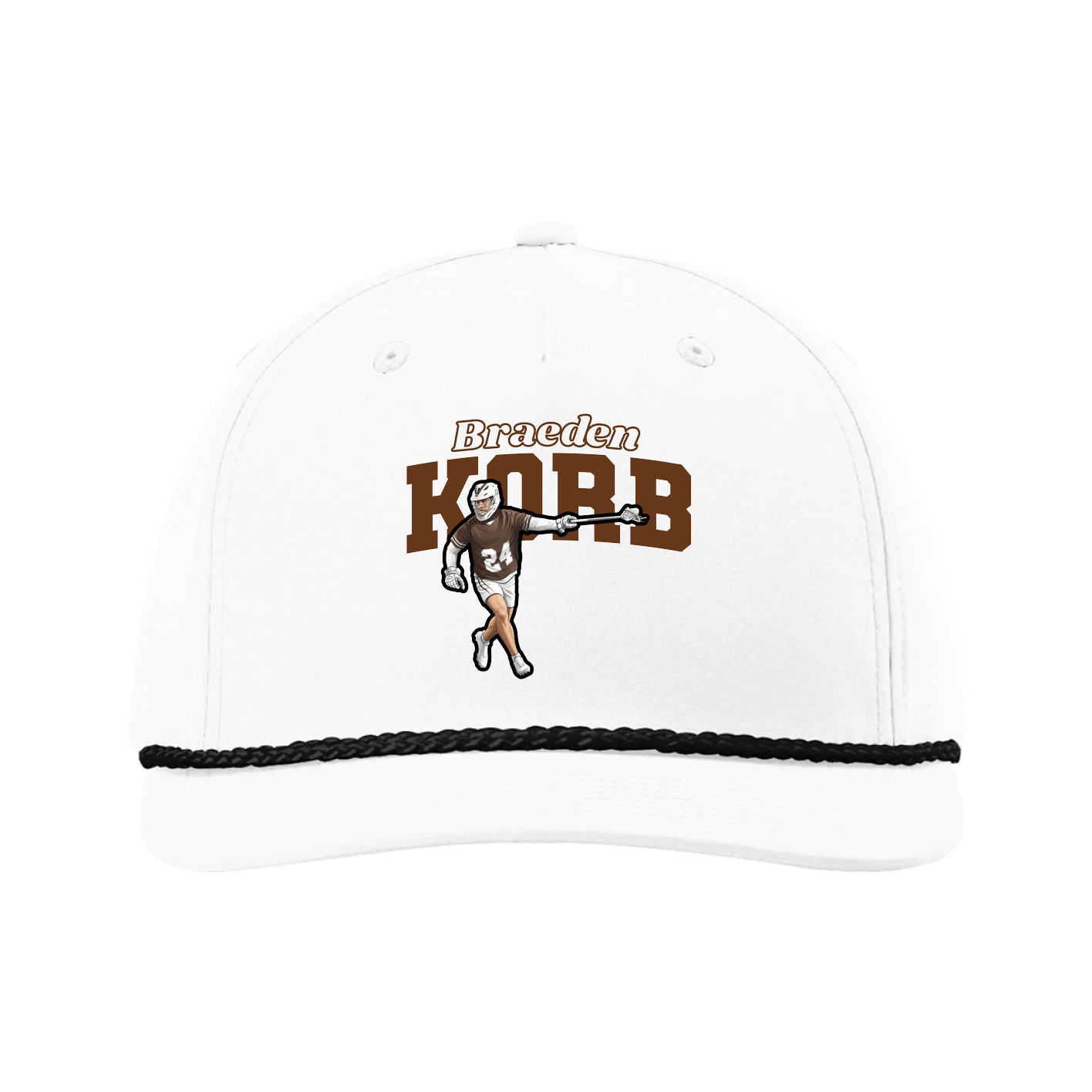 Five-Panel Classic Rope Cap — Name Arch in White