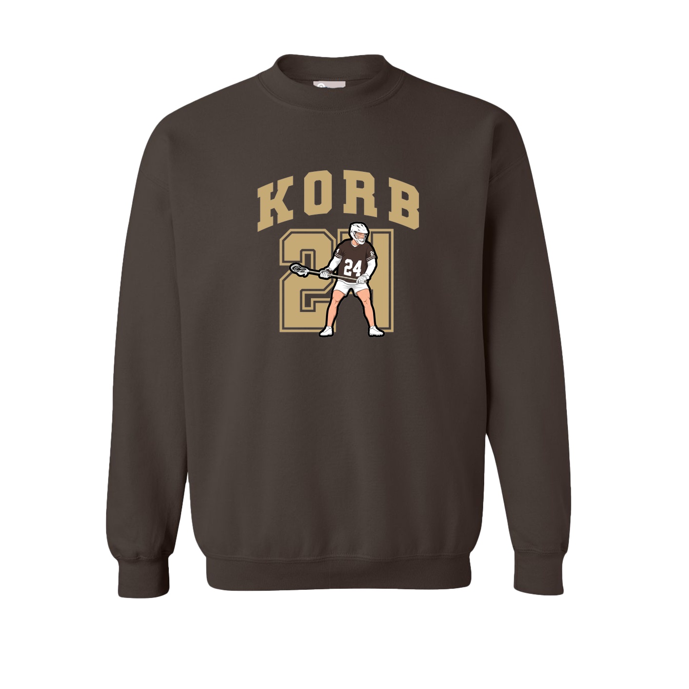 Fleece Crew — Number in Brown