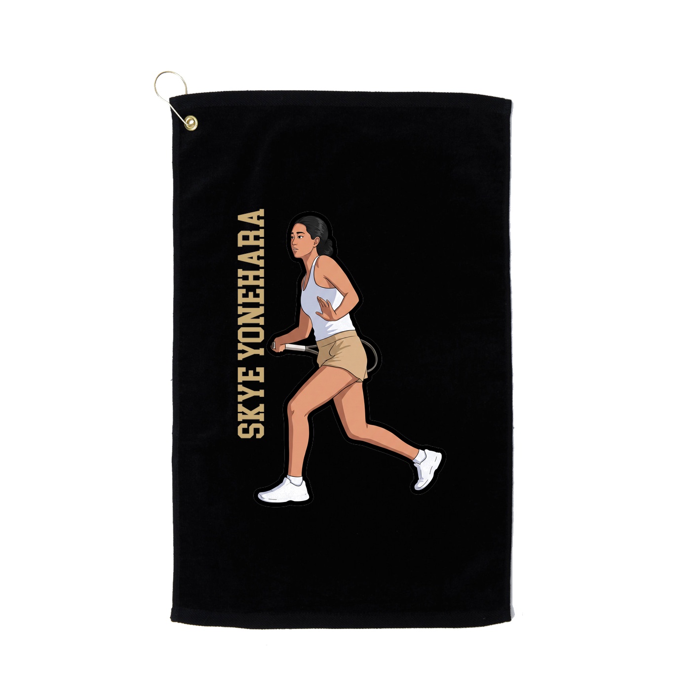 Golf Towel — Name Vertical in Black