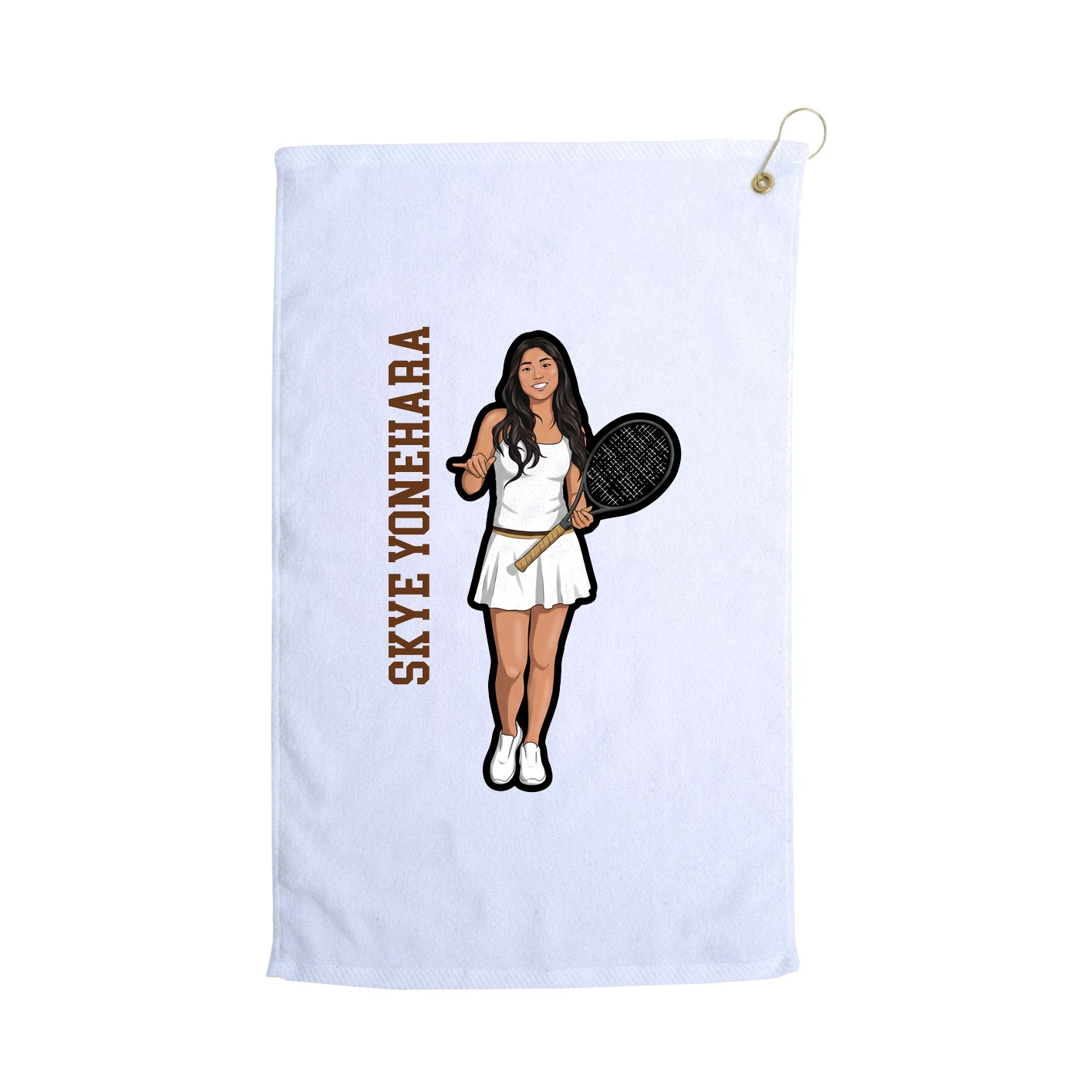Golf Towel — Name Vertical in White