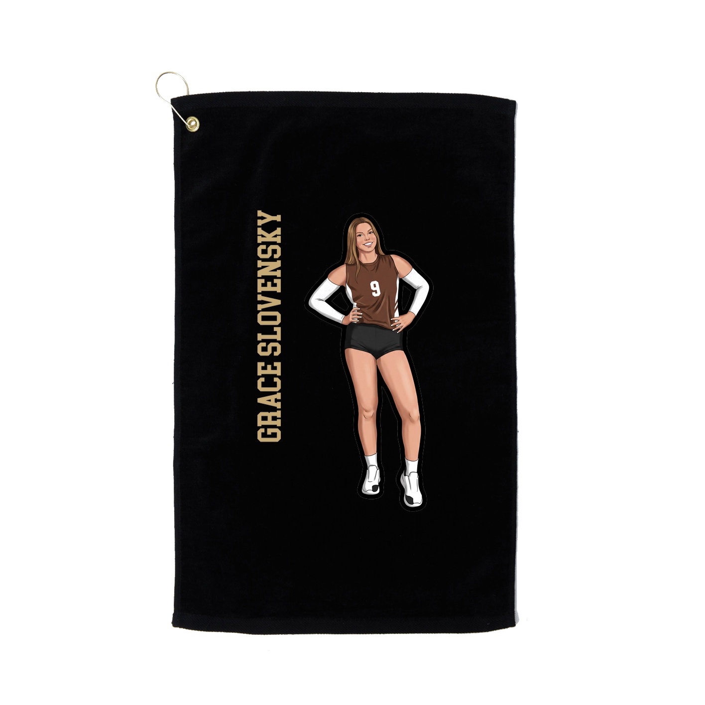 Golf Towel — Name Vertical in Black