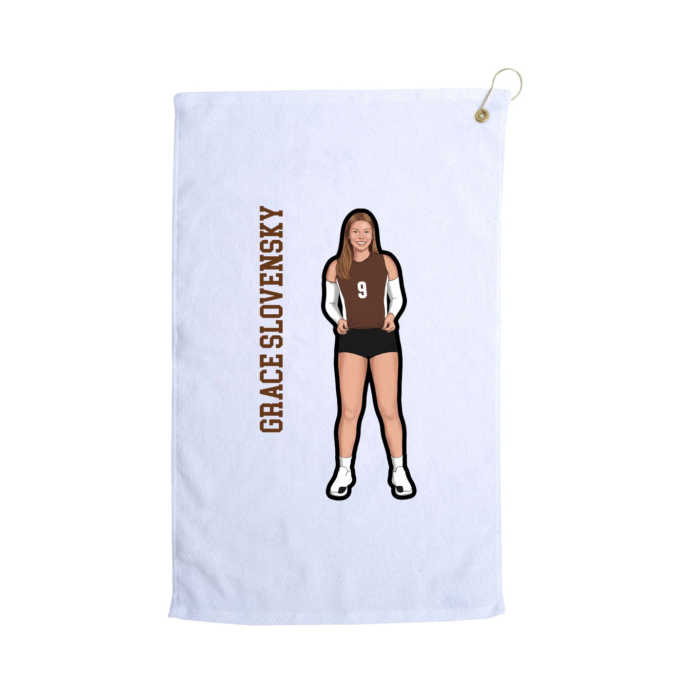 Golf Towel — Name Vertical in White