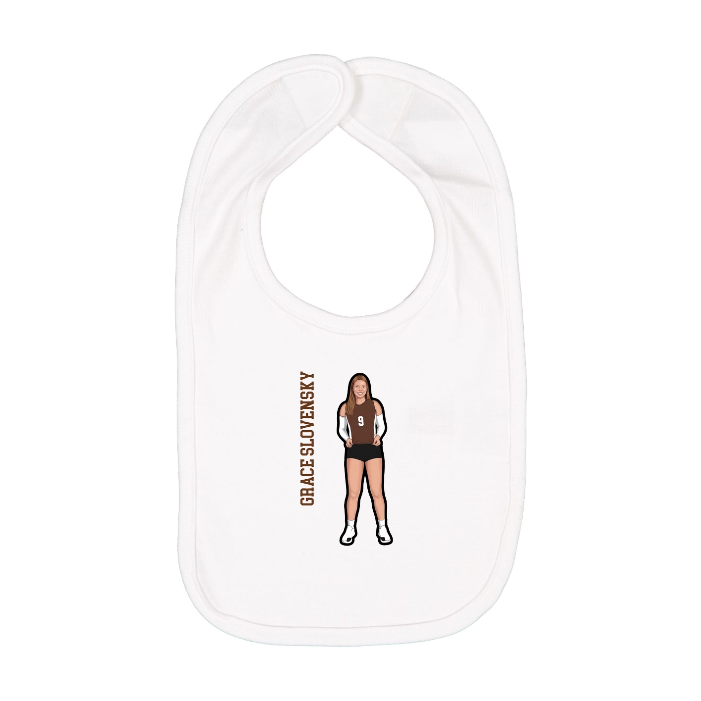 Infant Bib — Name Vertical in White
