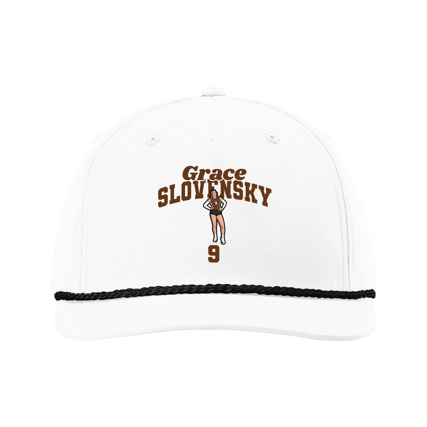 Five-Panel Classic Rope Cap — Signature Arch in White