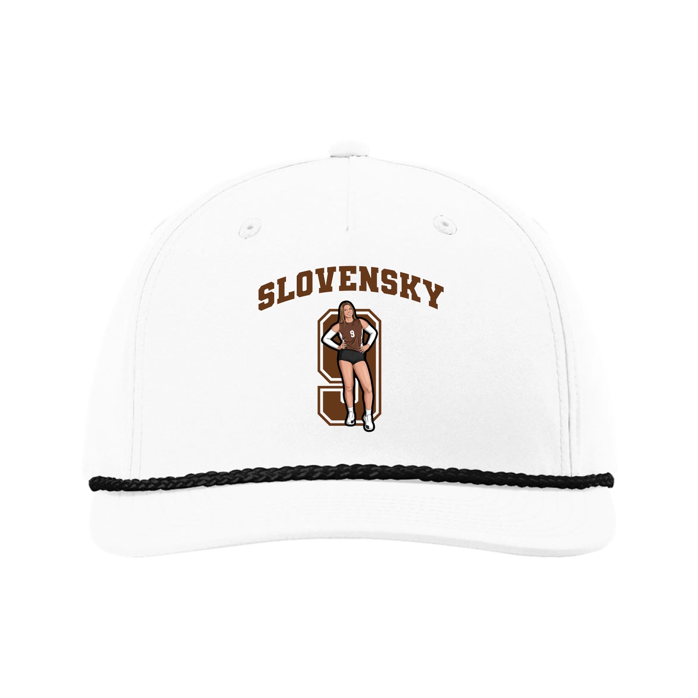 Five-Panel Classic Rope Cap — Number in White